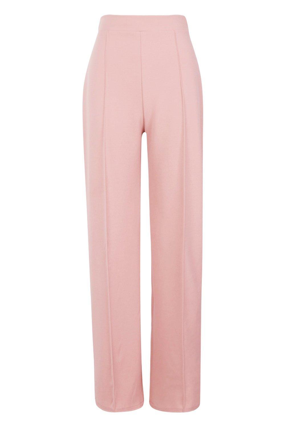 Lyst - Boohoo High Waisted Seam Front Wide Leg Trousers in Pink