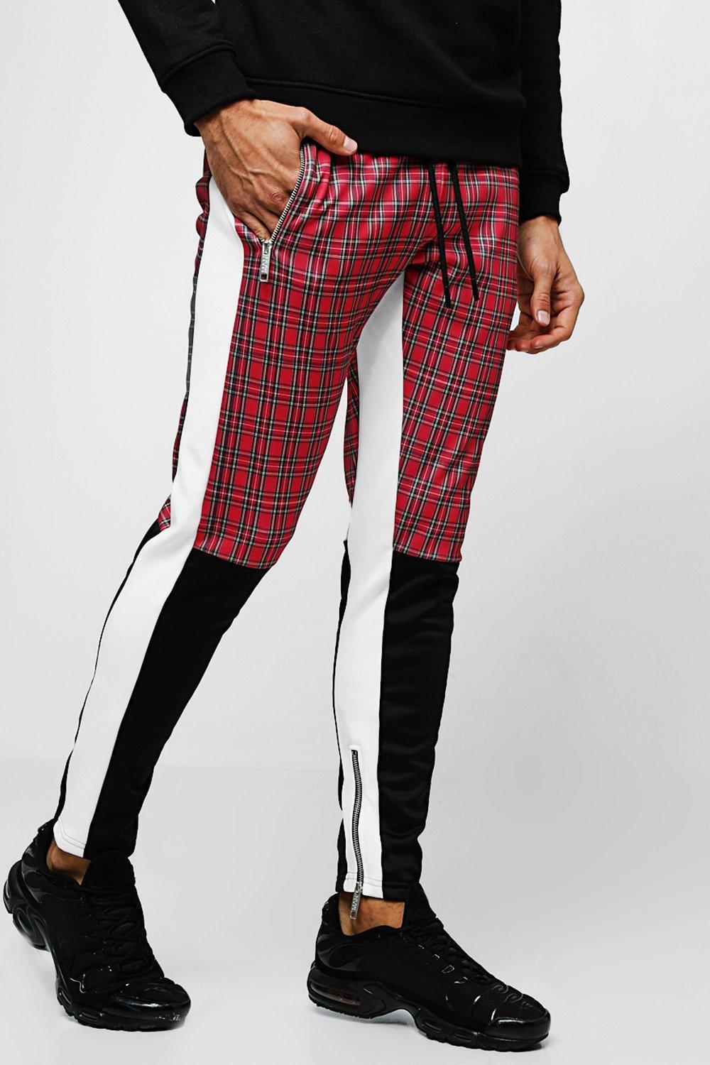 red tartan joggers