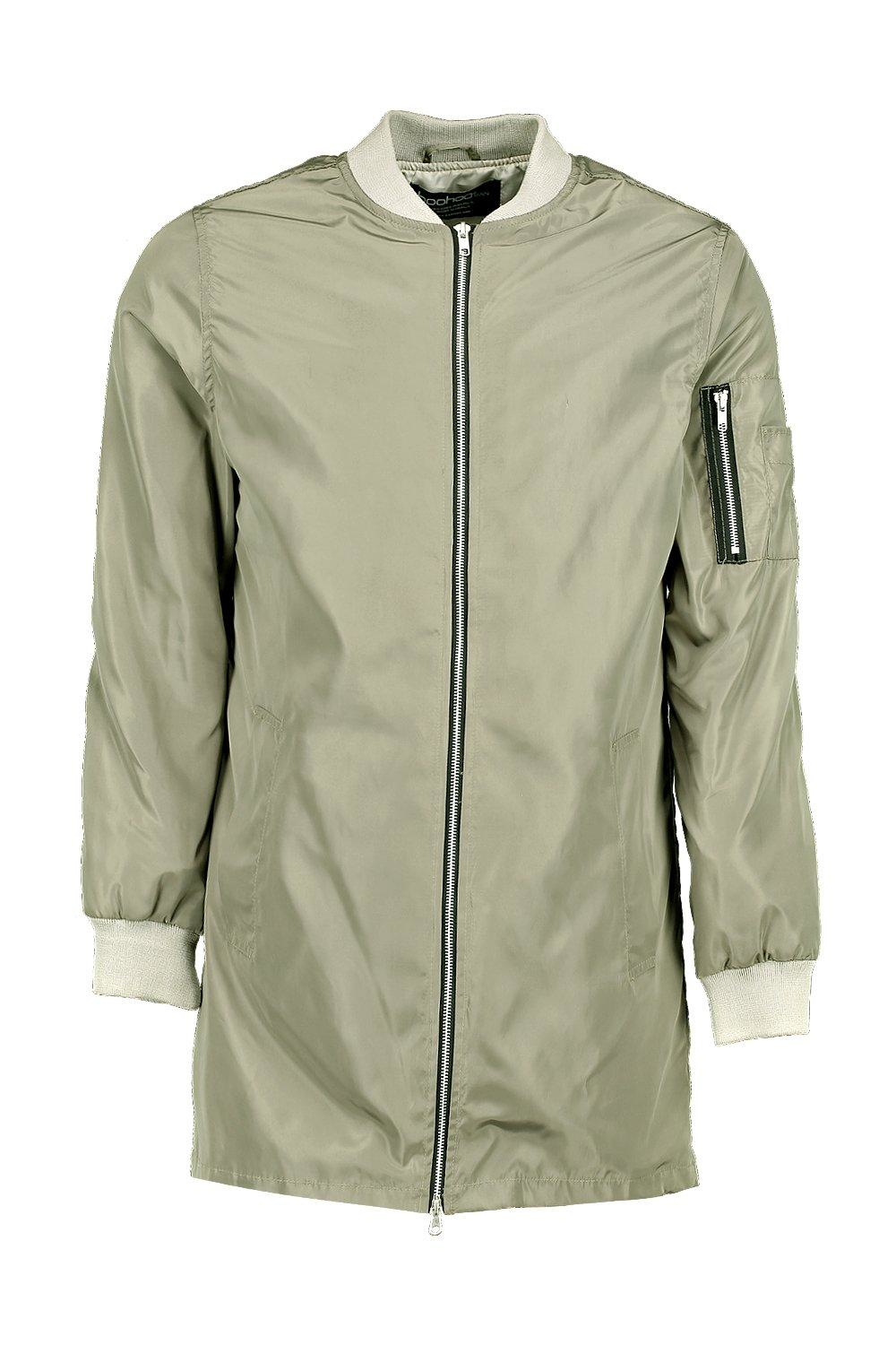 Lyst Boohoo Longline Ma1 Bomber Jacket in Green for Men