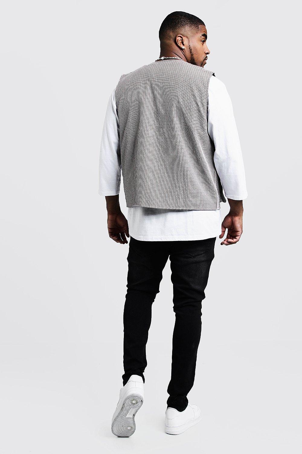 BoohooMAN Big & Tall Gingham Check Utility Vest in Brown for Men Lyst