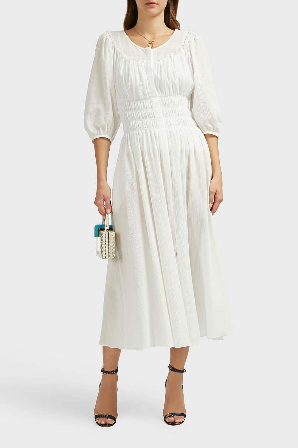 Lyst - Three Graces London Arabella Smocked Cotton Dress in White