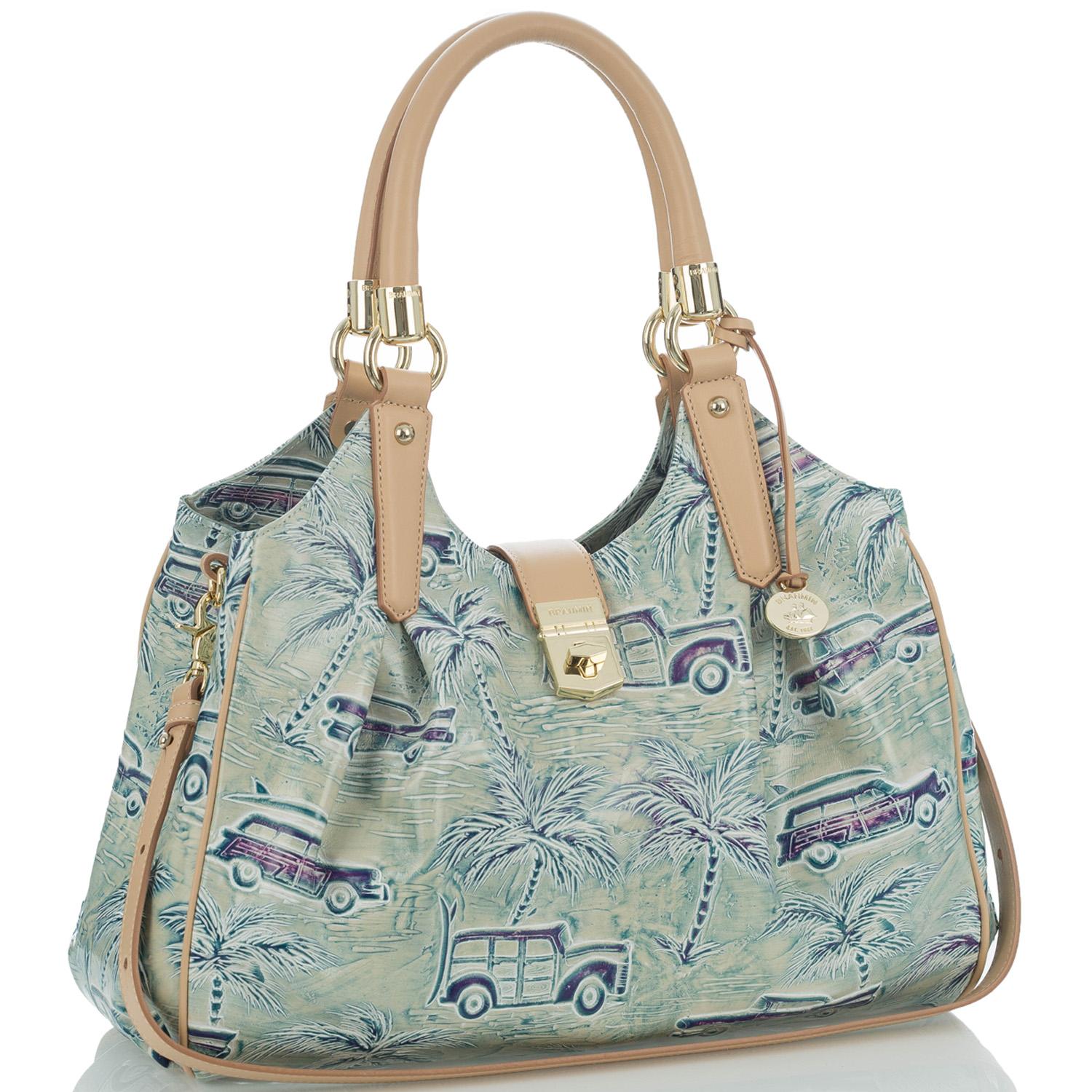 Brahmin Copa Cabana Collection Elisa Embossed Palm Tree Print Hobo Bag