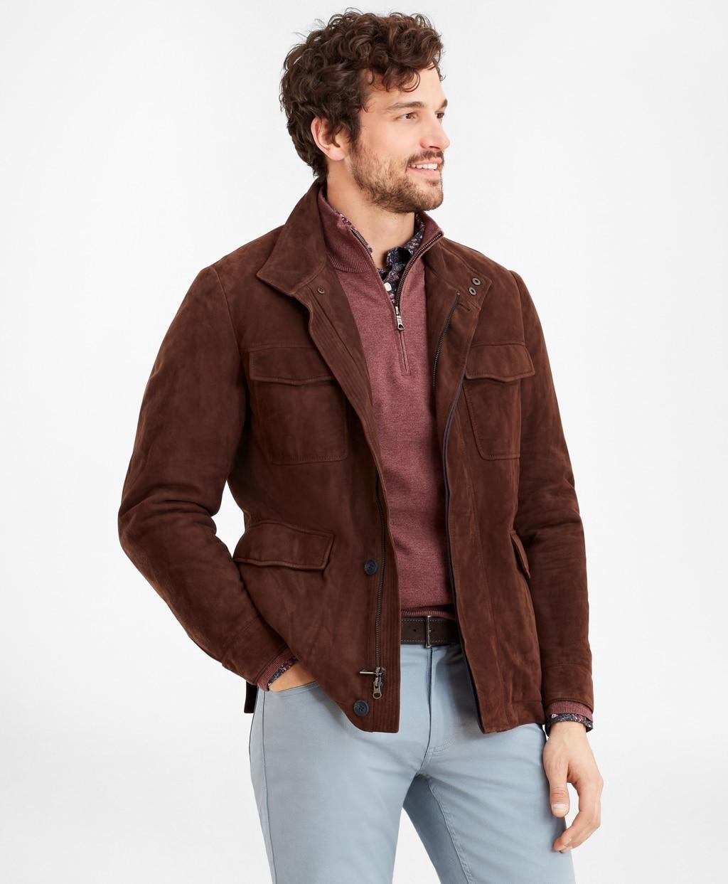 Brooks Brothers Suede Field Jacket in Brown for Men - Lyst