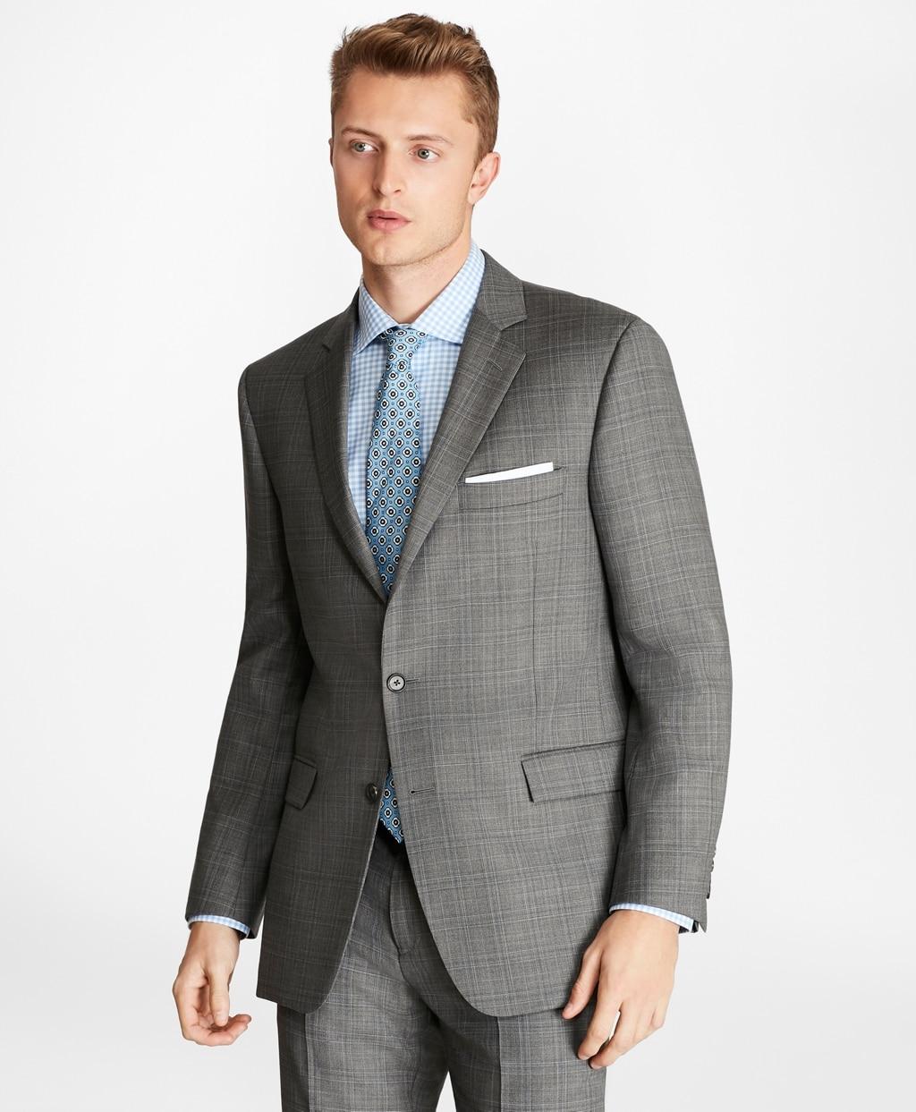 Brooks Brothers Slim Fit Saxxontm Wool Plaid 1818 Suit In Grey Gray For Men Save 50 Lyst 