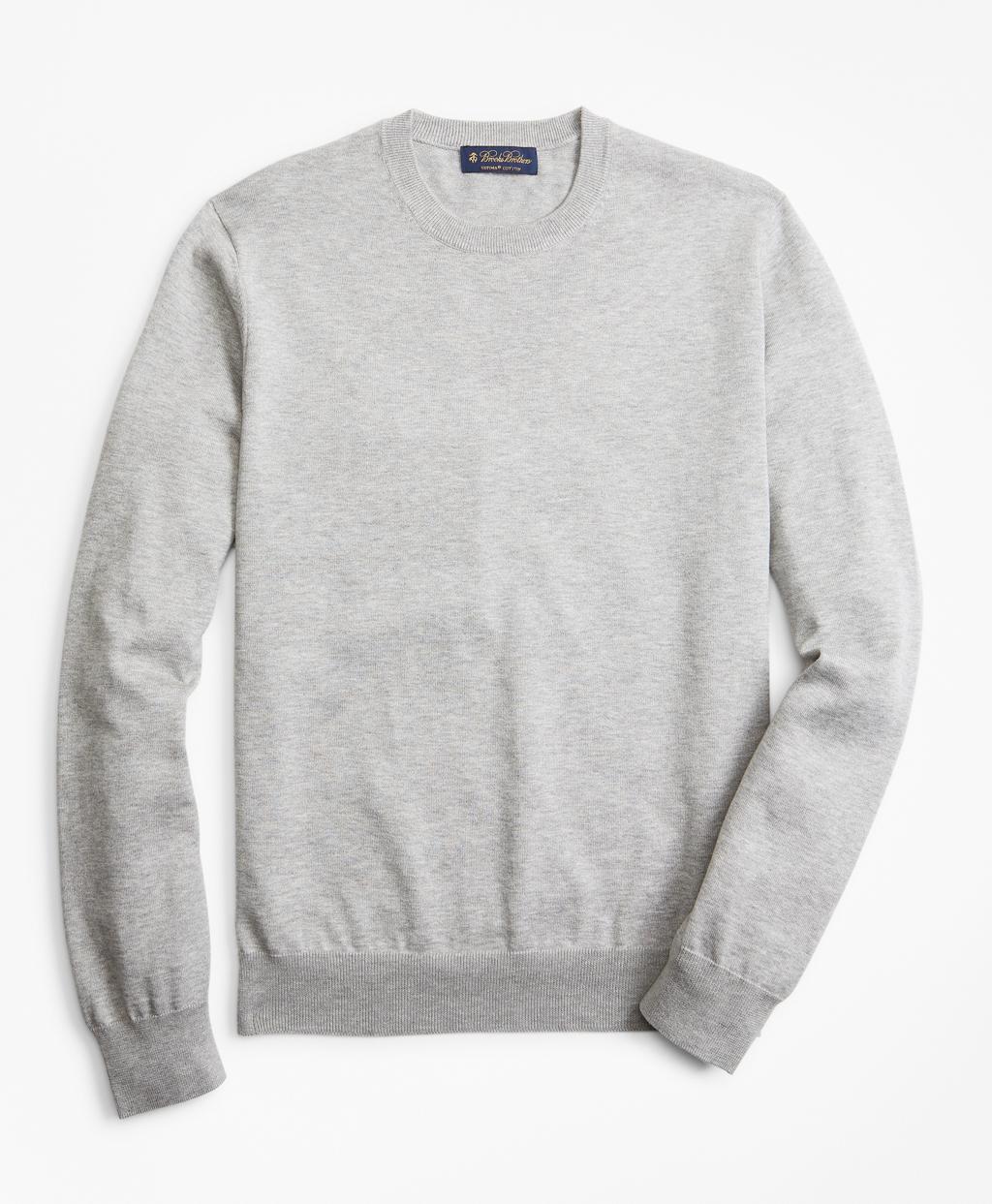 Brooks Brothers Supima Cotton Crewneck Sweater in Gray for Men - Save ...
