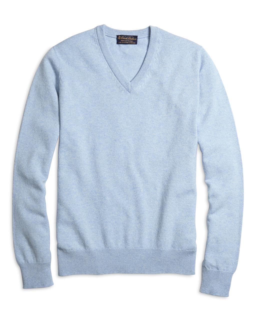 Brooks Brothers Cashmere V-neck Sweater in Light Blue (Blue) for Men - Lyst