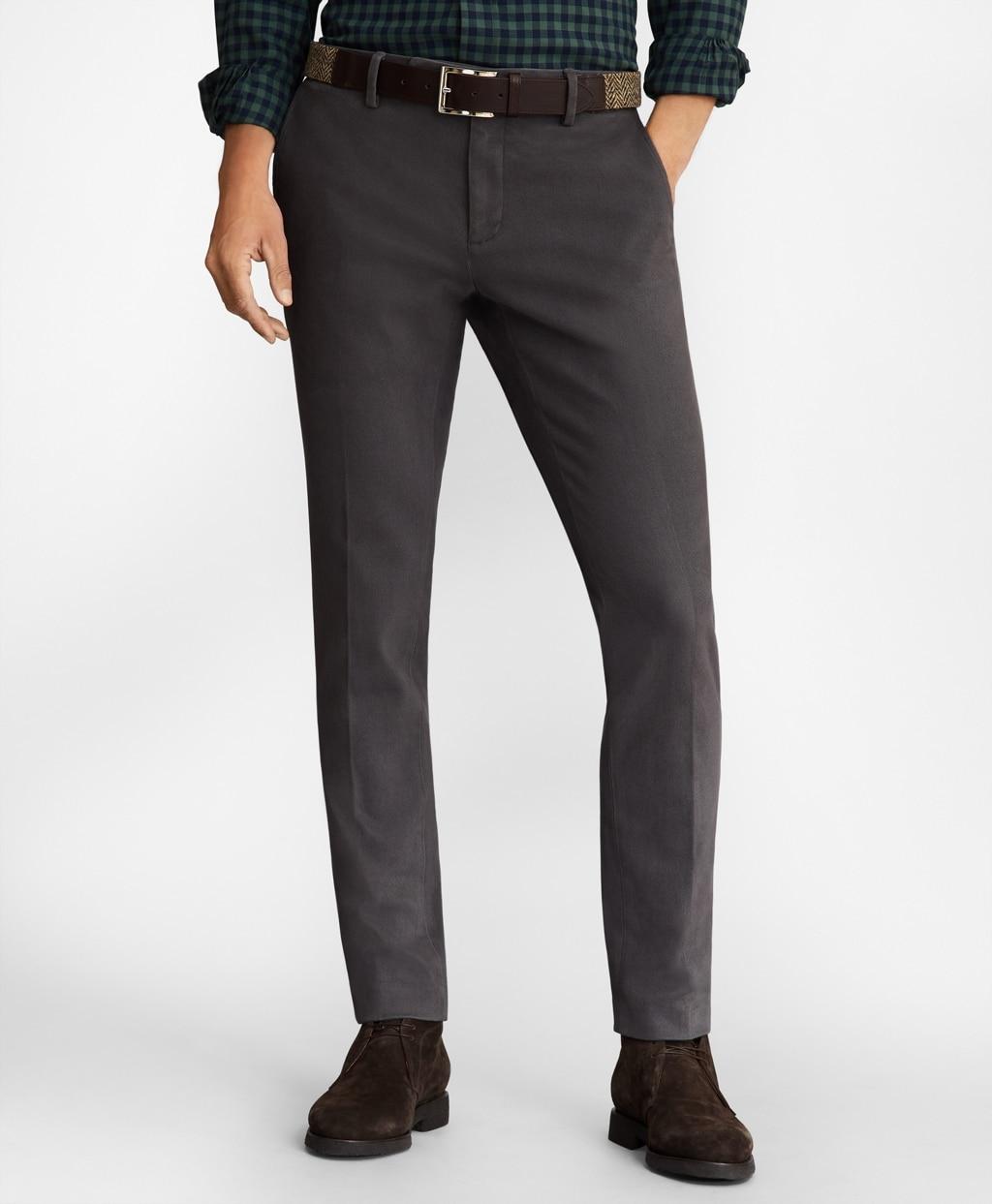 Brooks Brothers Cotton Soho Fit Brushed Twill Stretch Chinos in Dark ...