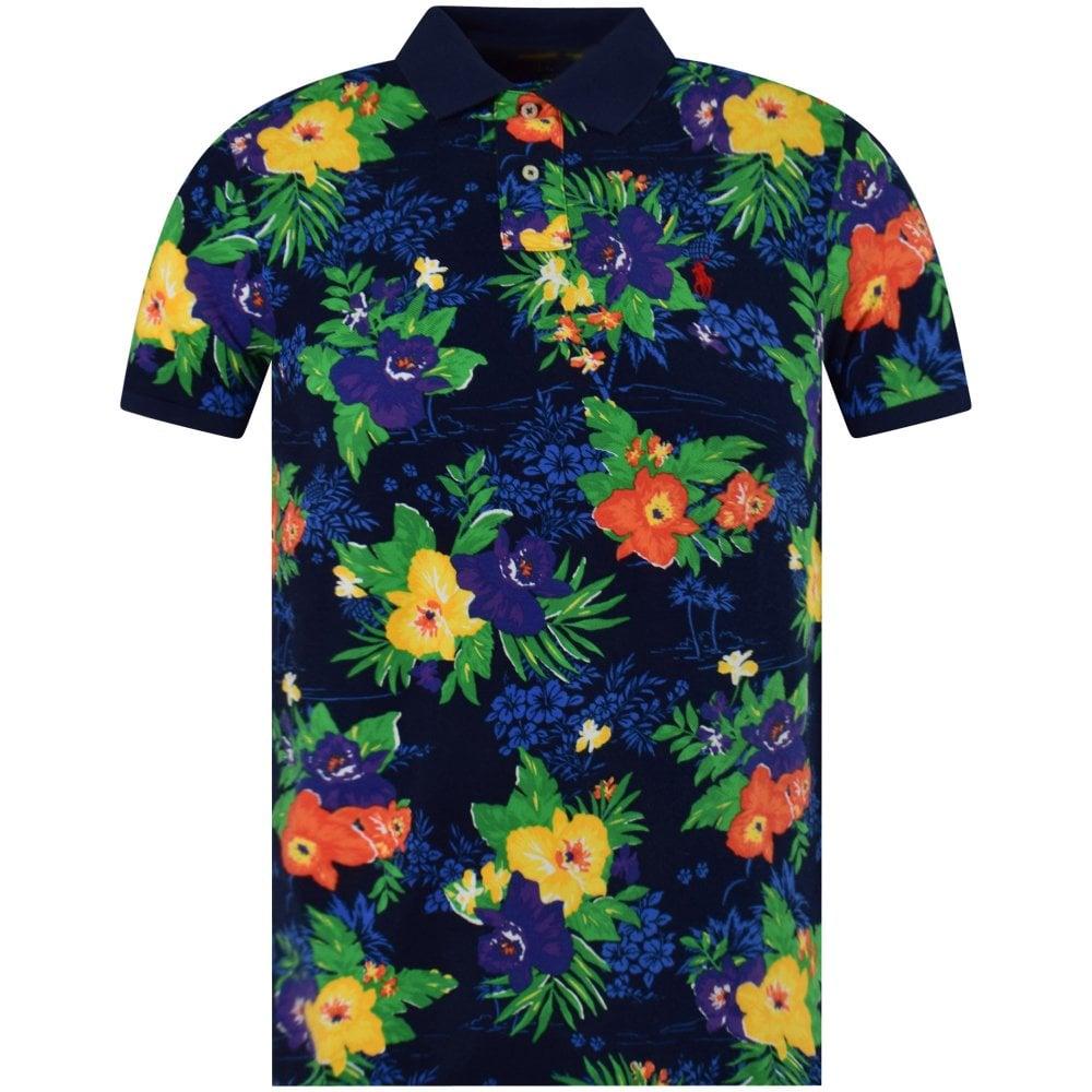Polo Ralph Lauren Floral Slim Polo Shirt in Blue for Men - Lyst