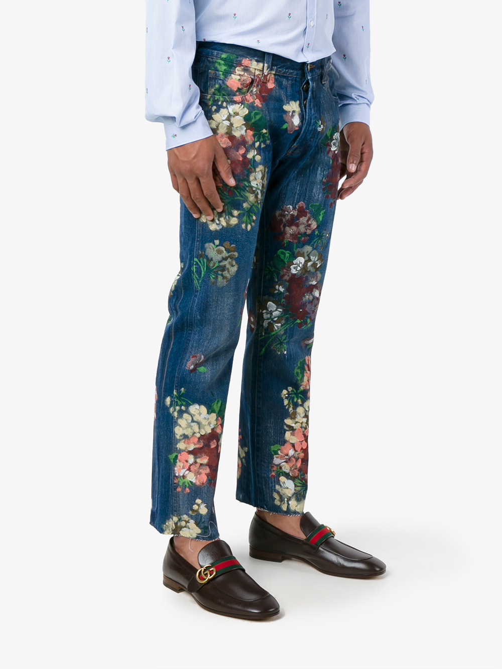 Lyst - Gucci Floral Painted Jeans in Blue for Men