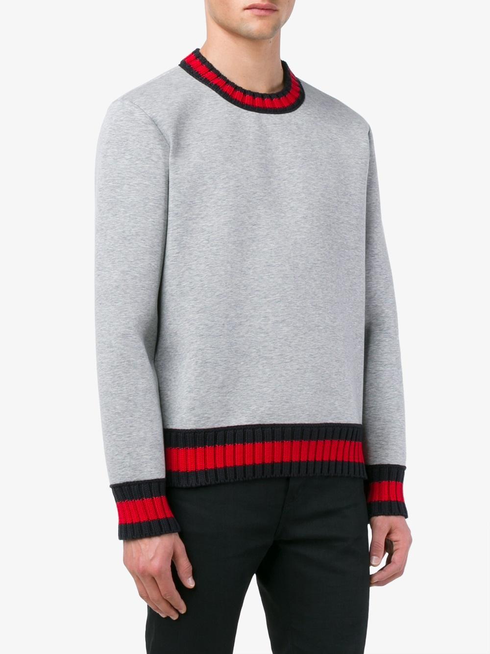 Lyst - Gucci Web Trim Sweatshirt in Gray for Men