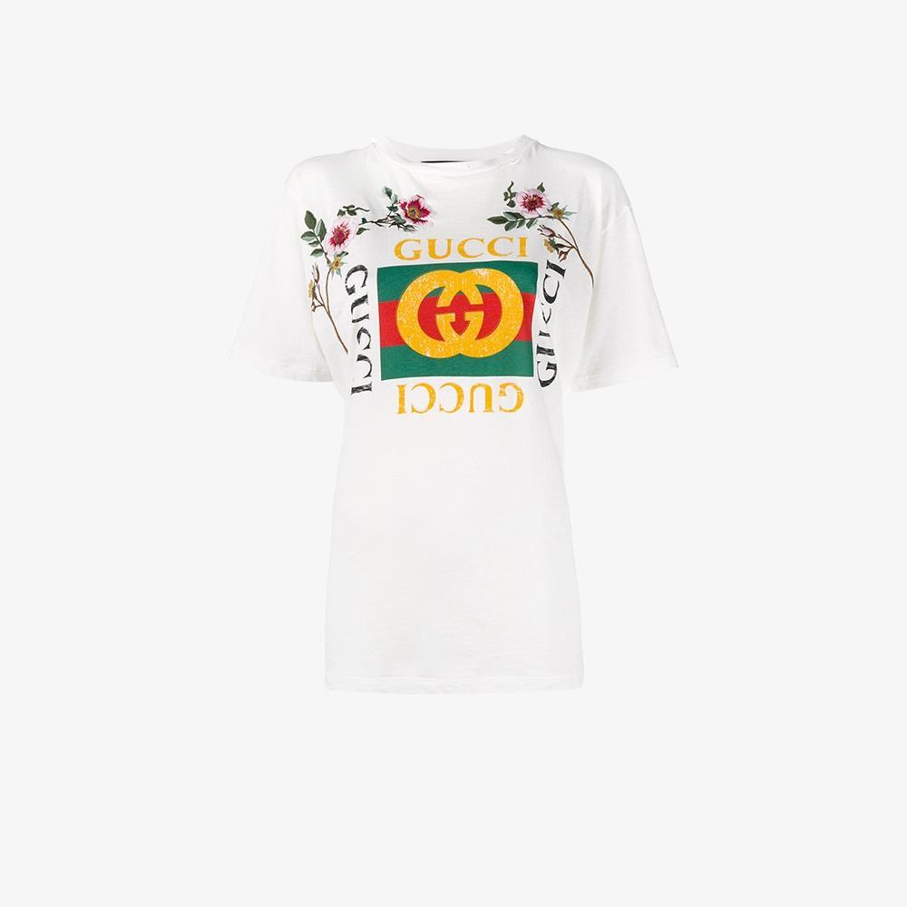 Lyst - Gucci 'fake ' Embroidered T-shirt in White