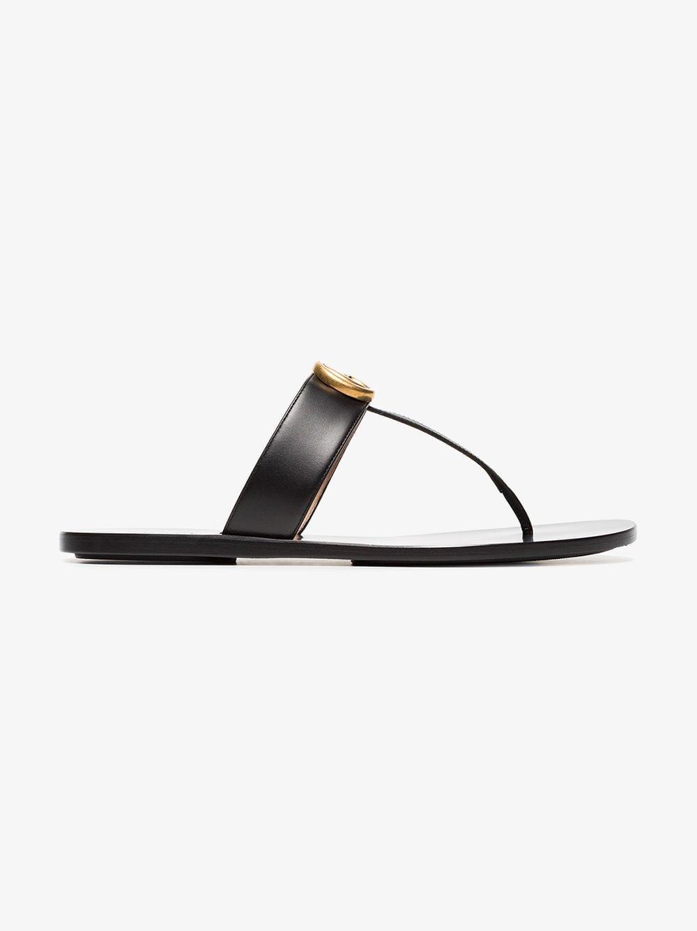 gucci marmont thong sandals black