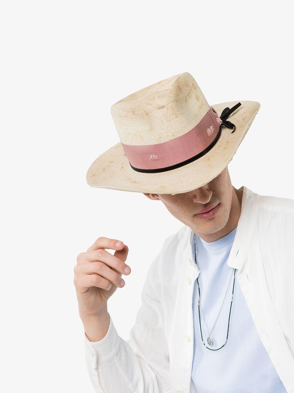 Nick Fouquet Neutral Machette Bow Embellished Straw Hat for Men - Lyst