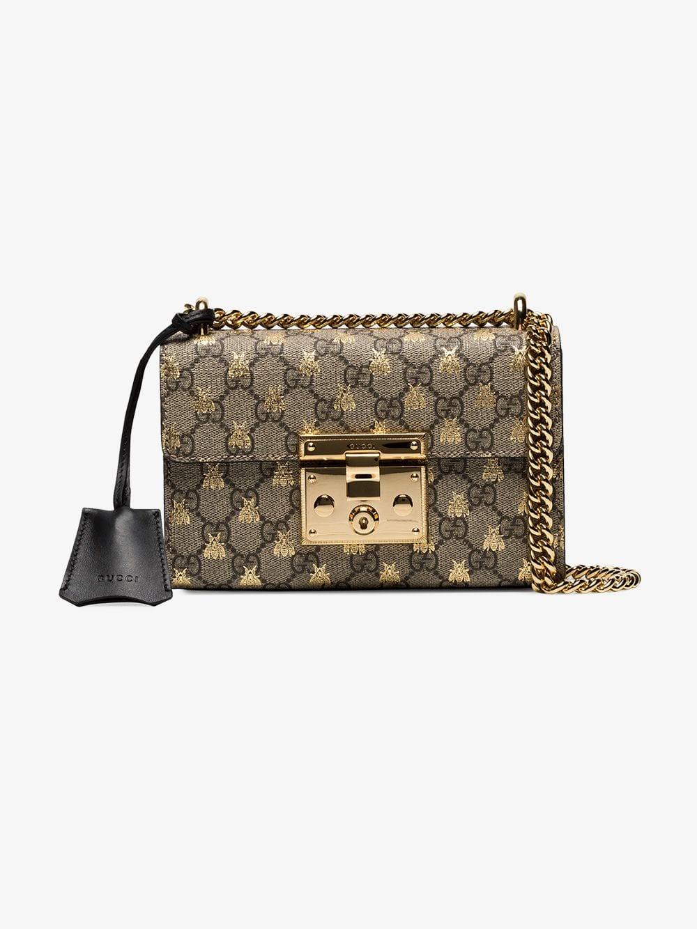 Lyst - Gucci Gold GG Bees Padlock Small Shoulder Bag