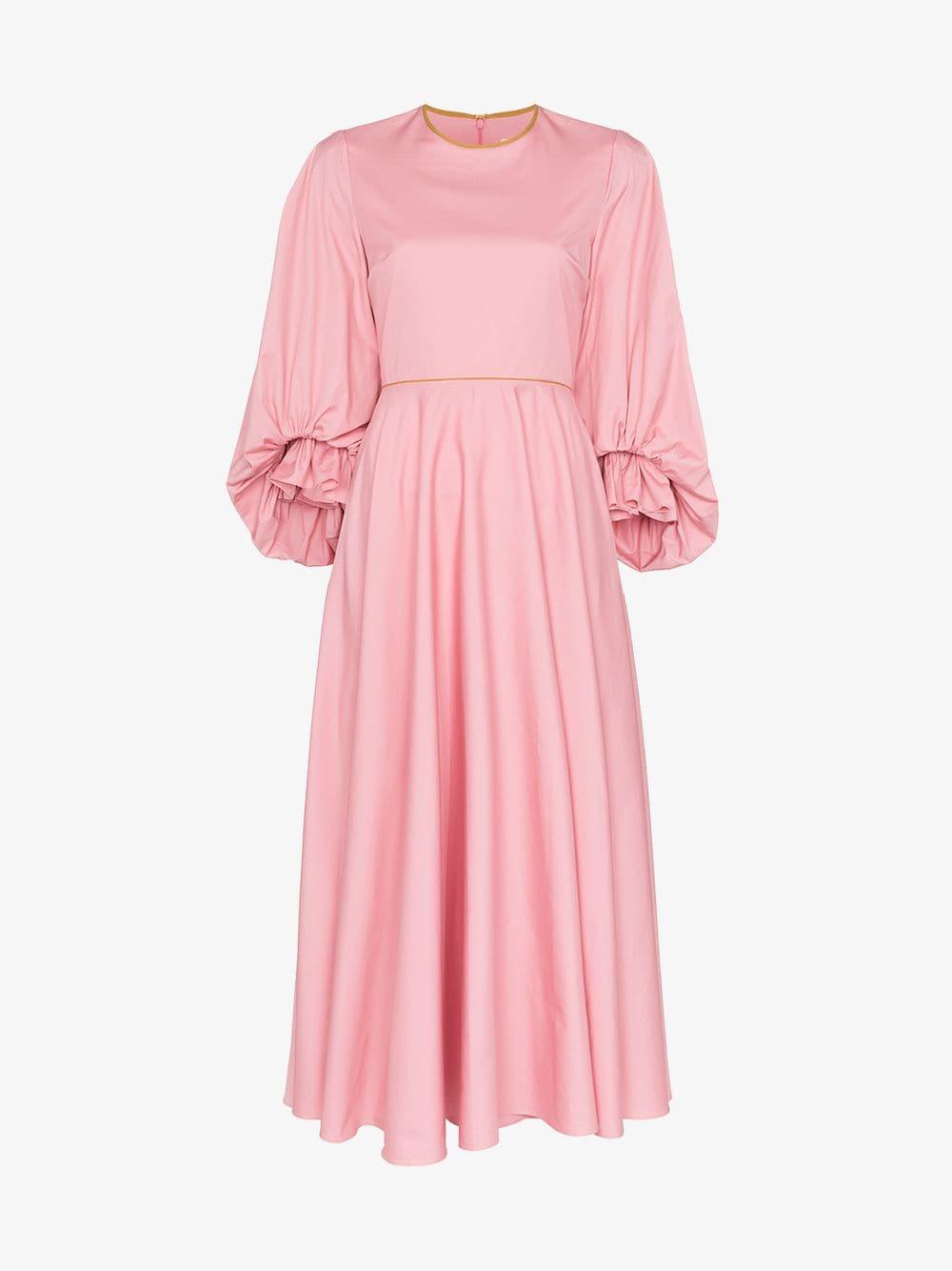ROKSANDA Fife Balloon-sleeve Midi-dress in Pink - Lyst