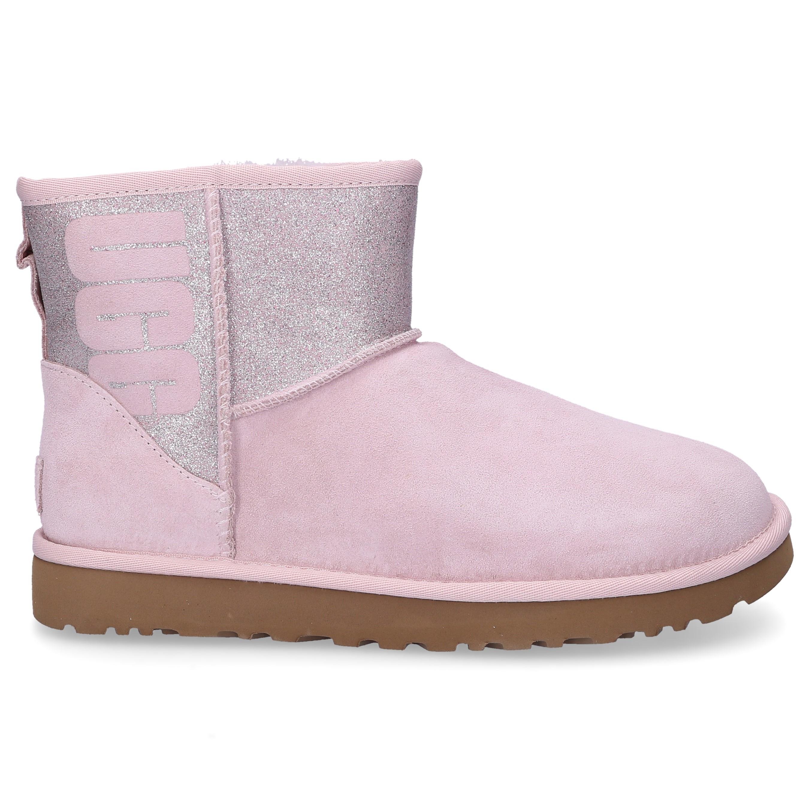 UGG Ankle Boots Sparkle Glitter Suede Glitter Logo Rose in Pink - Lyst