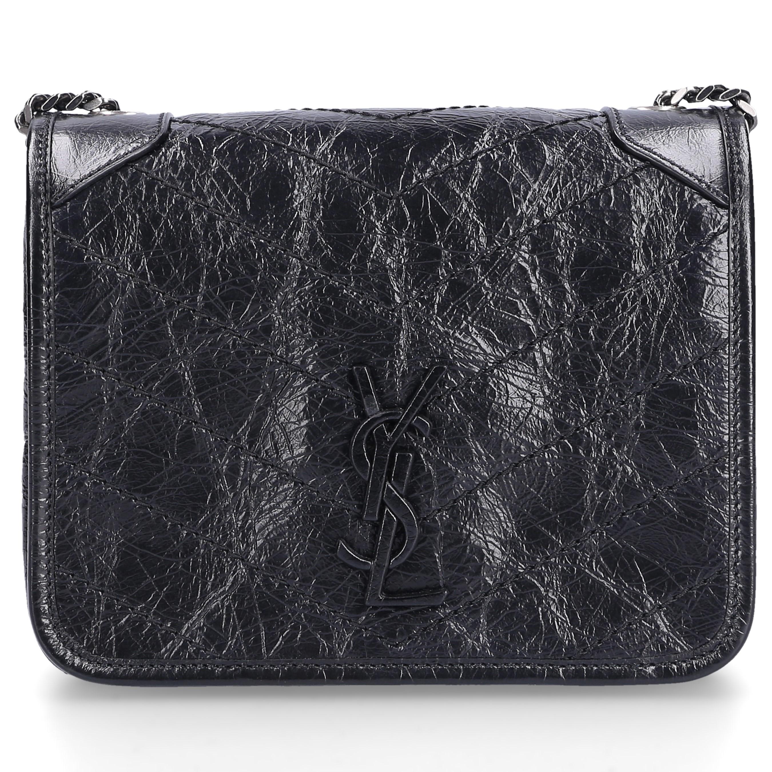 Saint Laurent Leather Handbag Chain Wallet Niki Calfskin Logo Black - Lyst