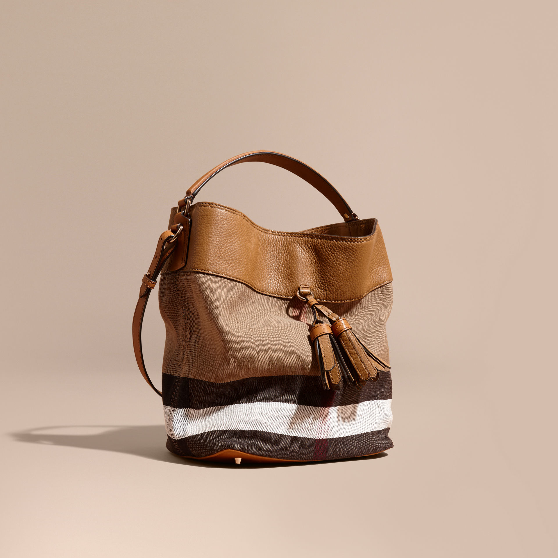 Burberry Medium Canvas Check Hobo Bag in Brown | Lyst