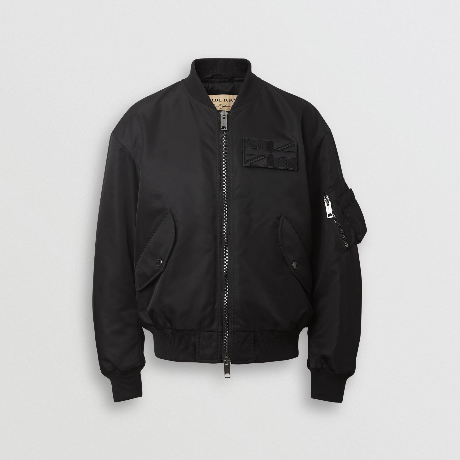 Lyst - Burberry Union Jack Motif Nylon Bomber Jacket in Black