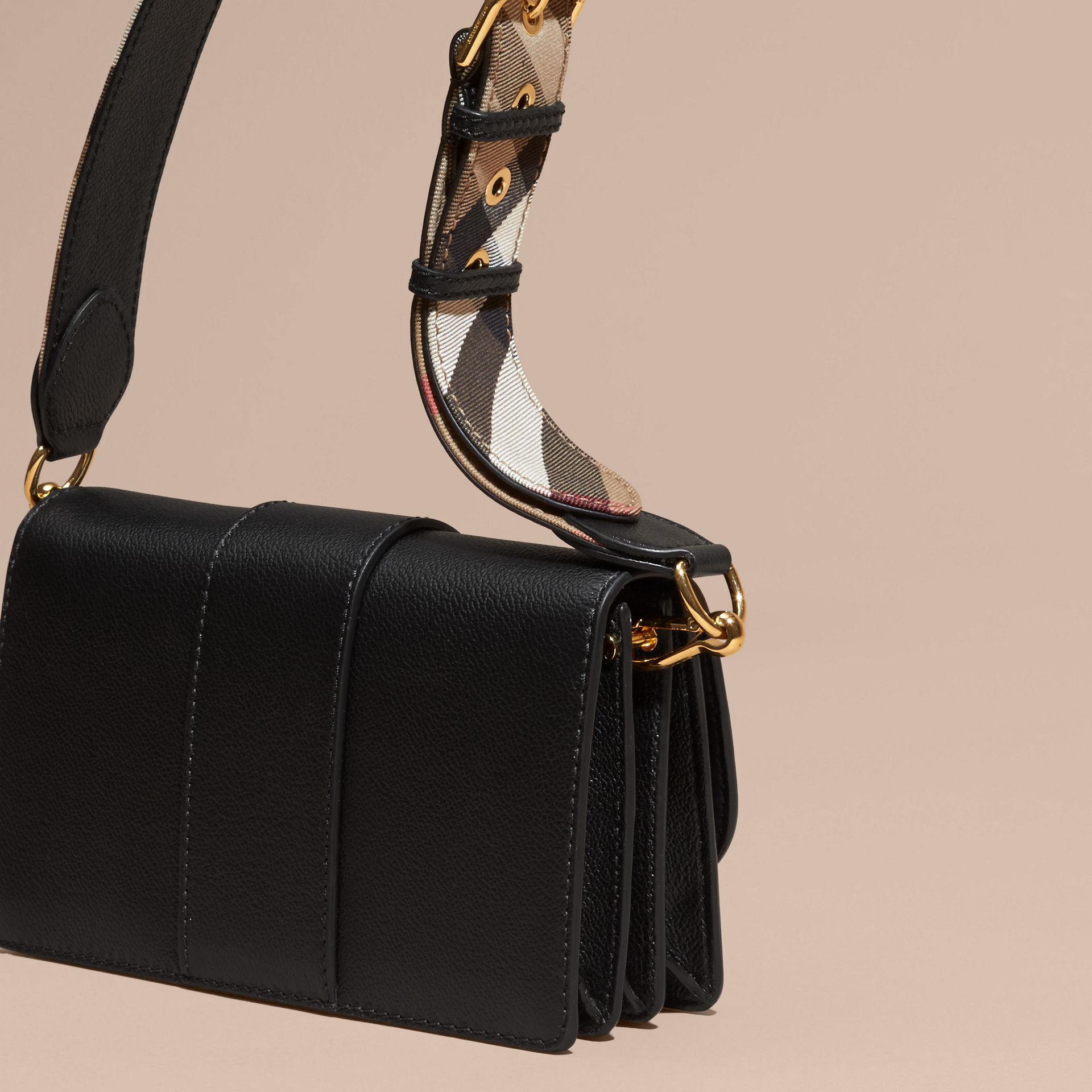Lyst - Burberry The Small Leather Buckle Bag in Black