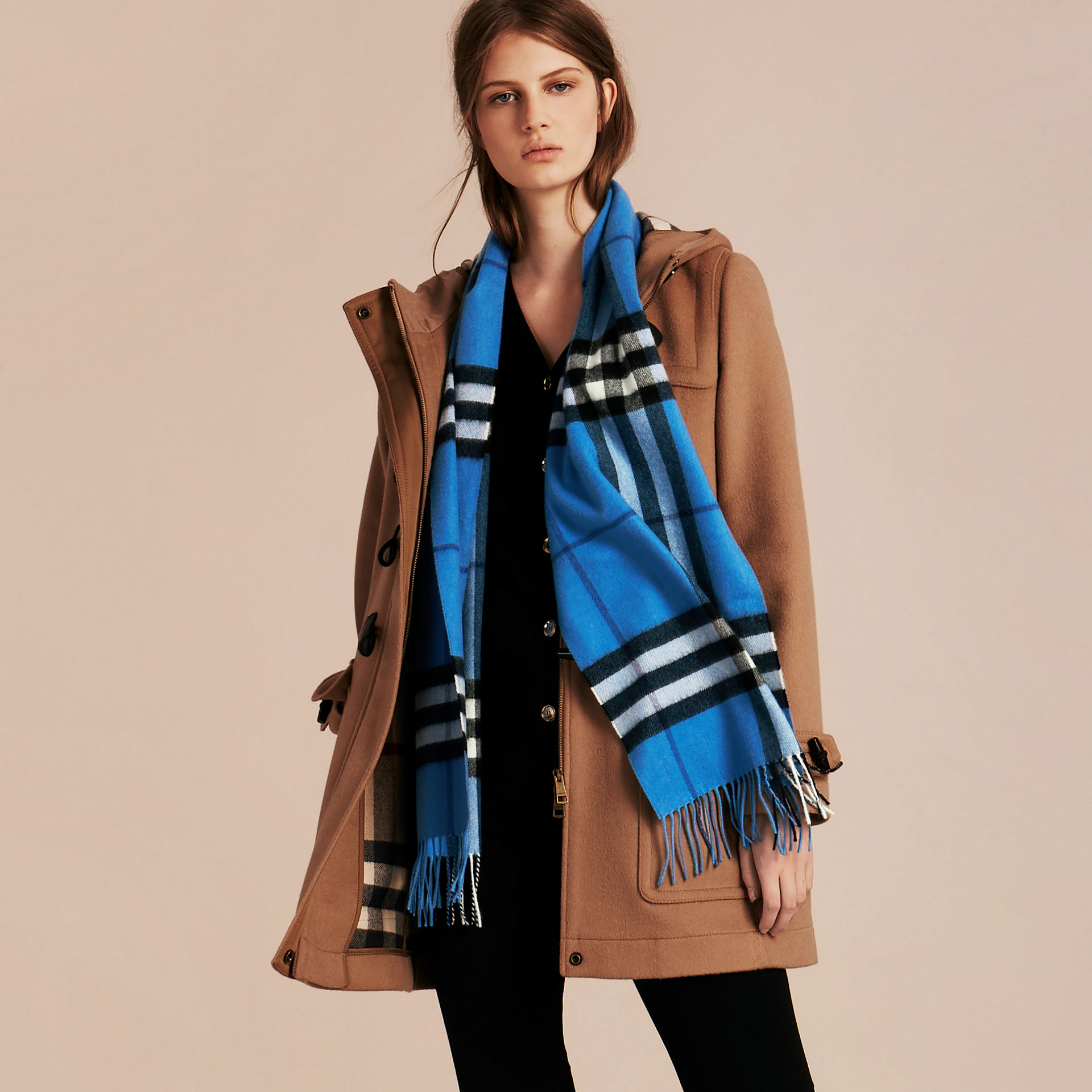 Lyst - Burberry The Classic Cashmere Scarf In Check Bright Cornflower ...