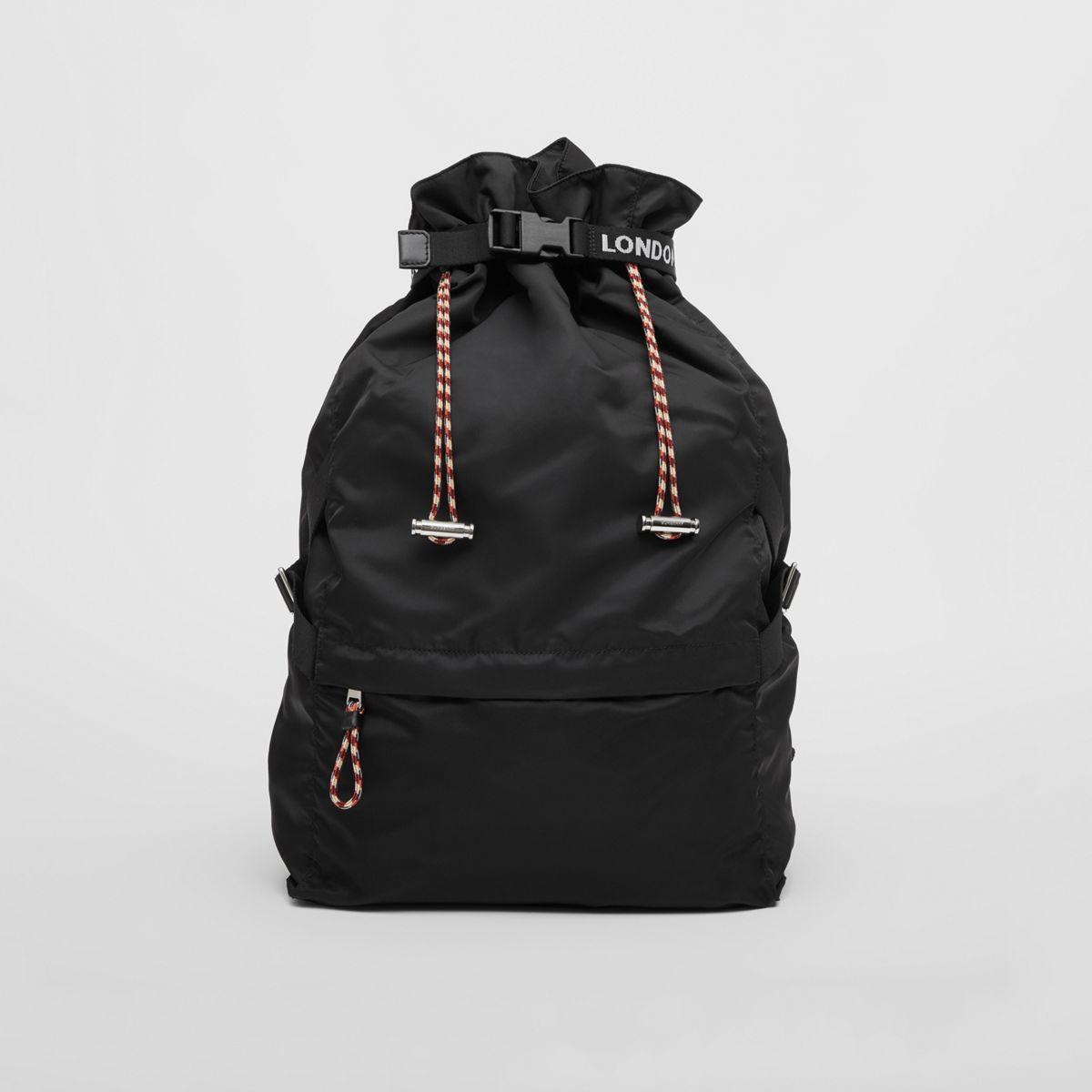 Lyst Burberry Logo Detail Nylon Drawcord Backpack in Black for Men