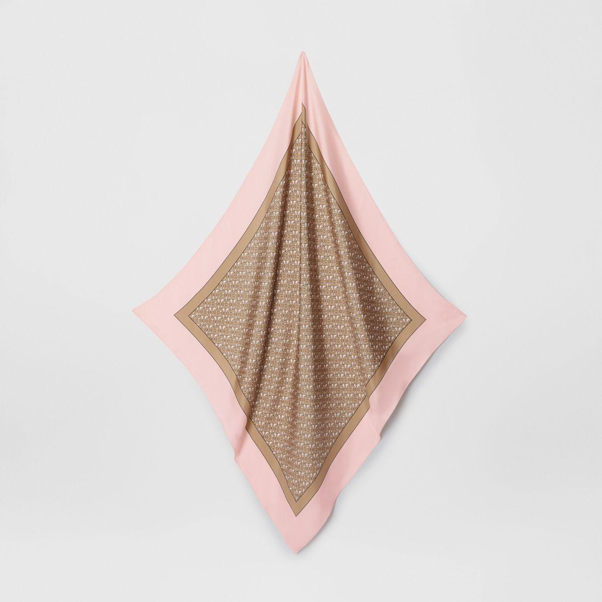 Burberry Monogram Print Silk Square Scarf in Pink - Lyst