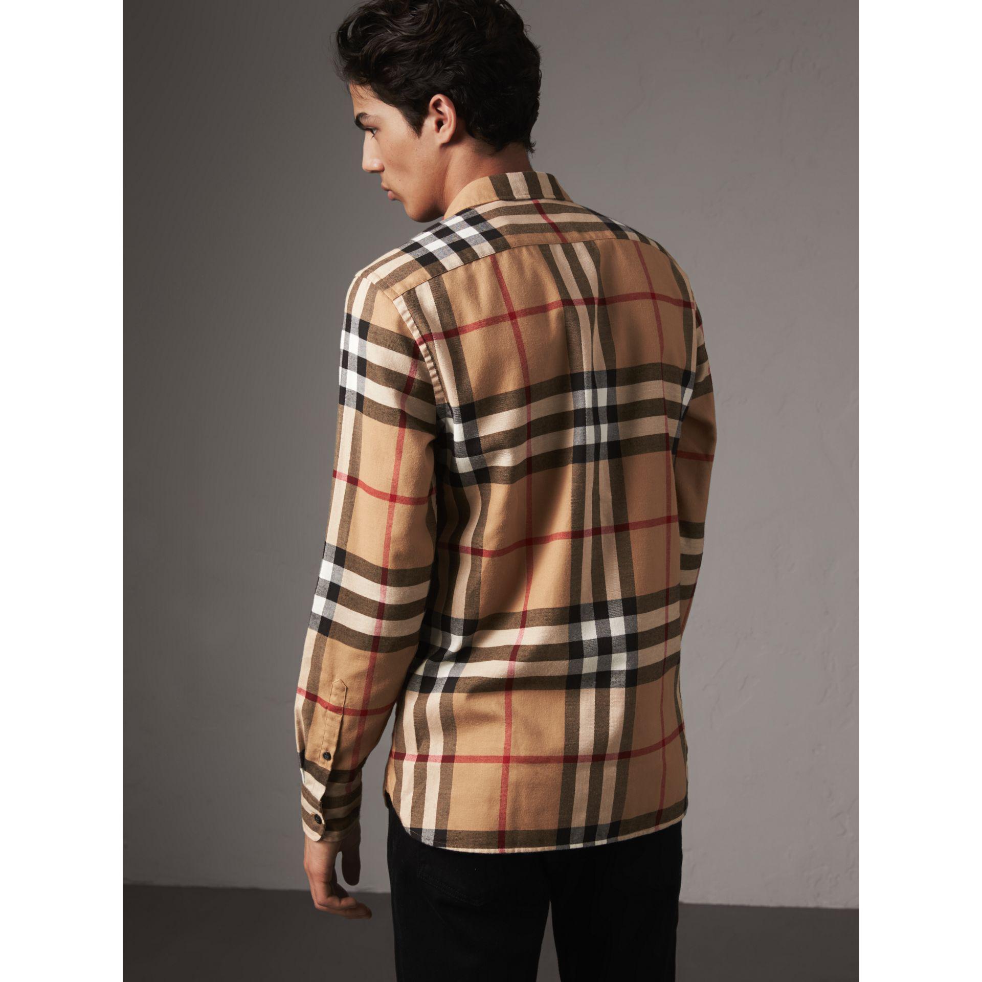 Burberry Check Cotton Flannel Shirt for Men - Lyst