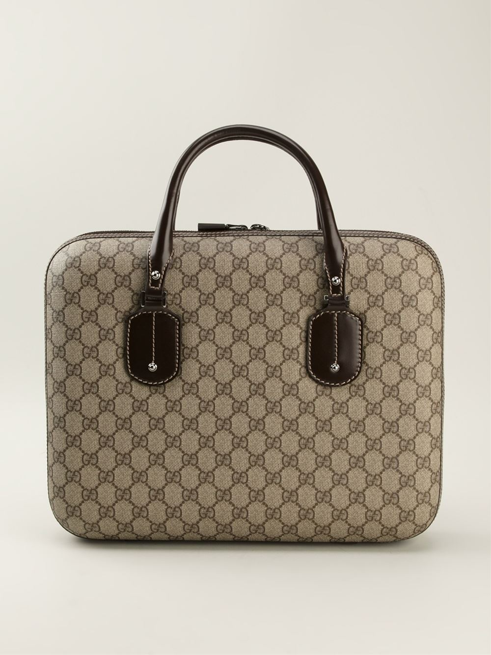 Gucci Signature Monogram Laptop Bag in Natural - Lyst