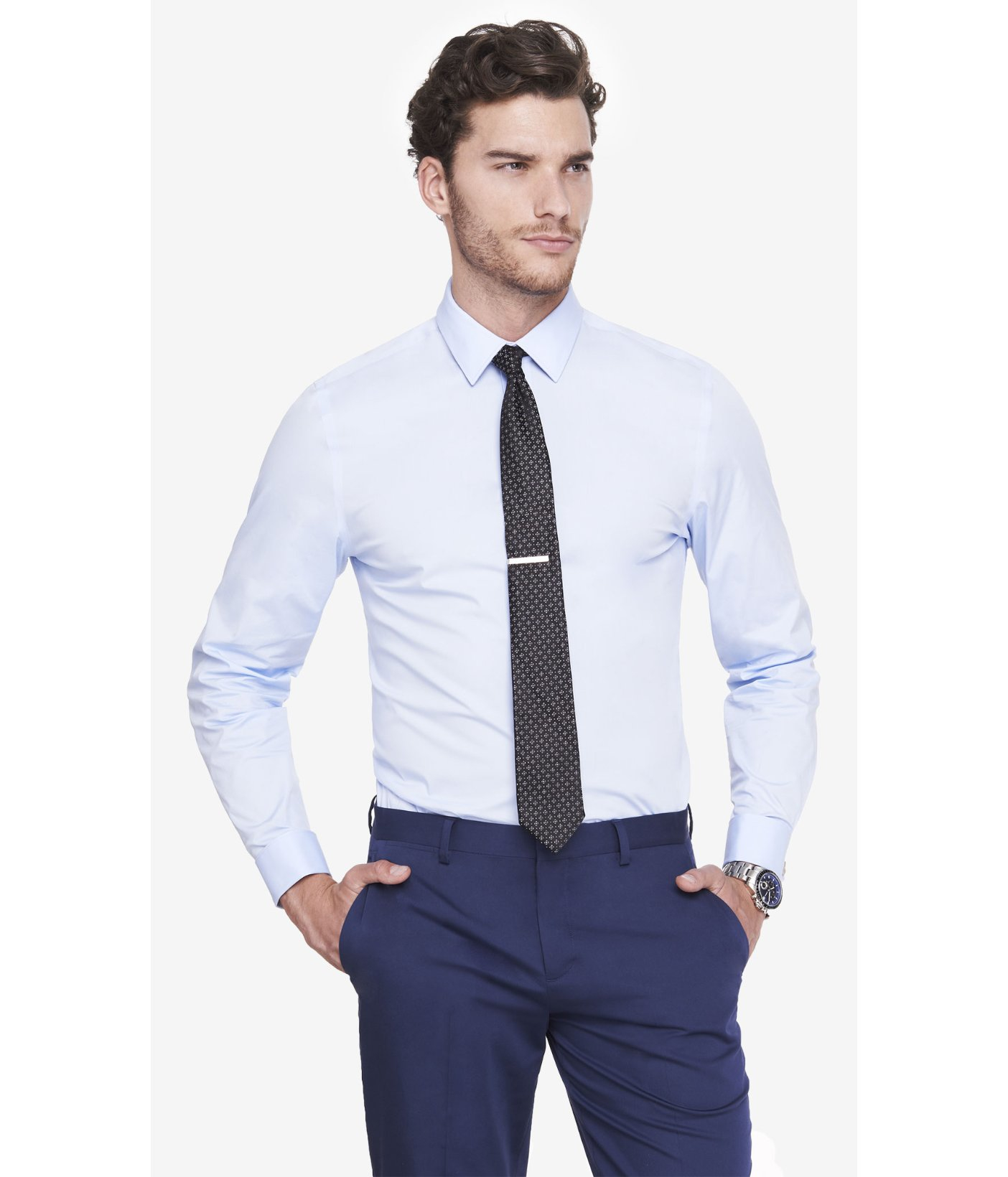Lyst - Express Modern Fit French Cuff 1mx Shirt in Blue for Men
