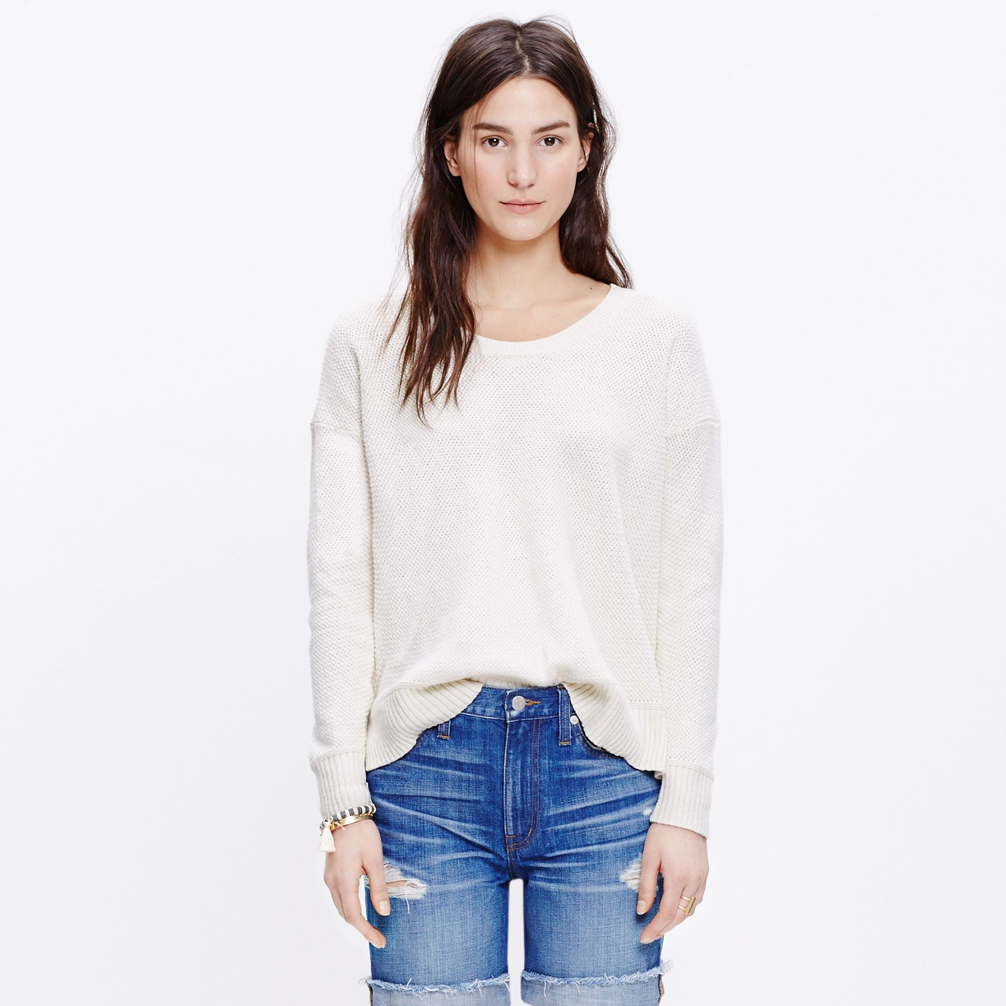 Madewell Chronicle Texture Pullover Sweater in Beige (antique cream) | Lyst
