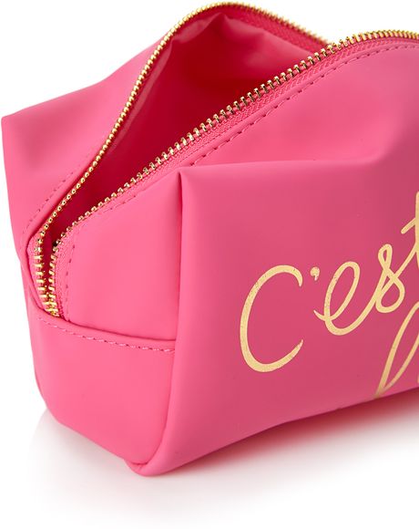 Forever 21 Cest La Vie Cosmetic Bag in Pink (Pink/gold) | Lyst