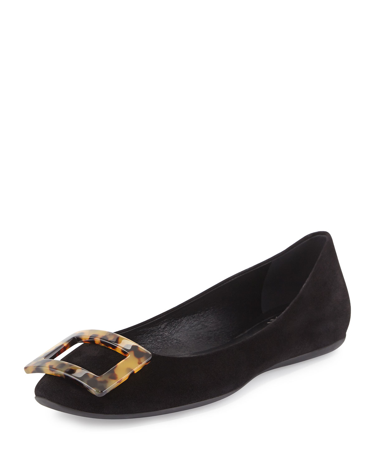 Roger vivier Gommette Suede Ballet Flats in Black | Lyst