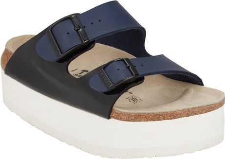 Sacai Doublebuckle Platform Sandals in Blue | Lyst