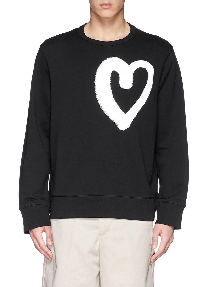 Lyst - Acne Studios 'campus' Heart Print Sweatshirt in Black for Men