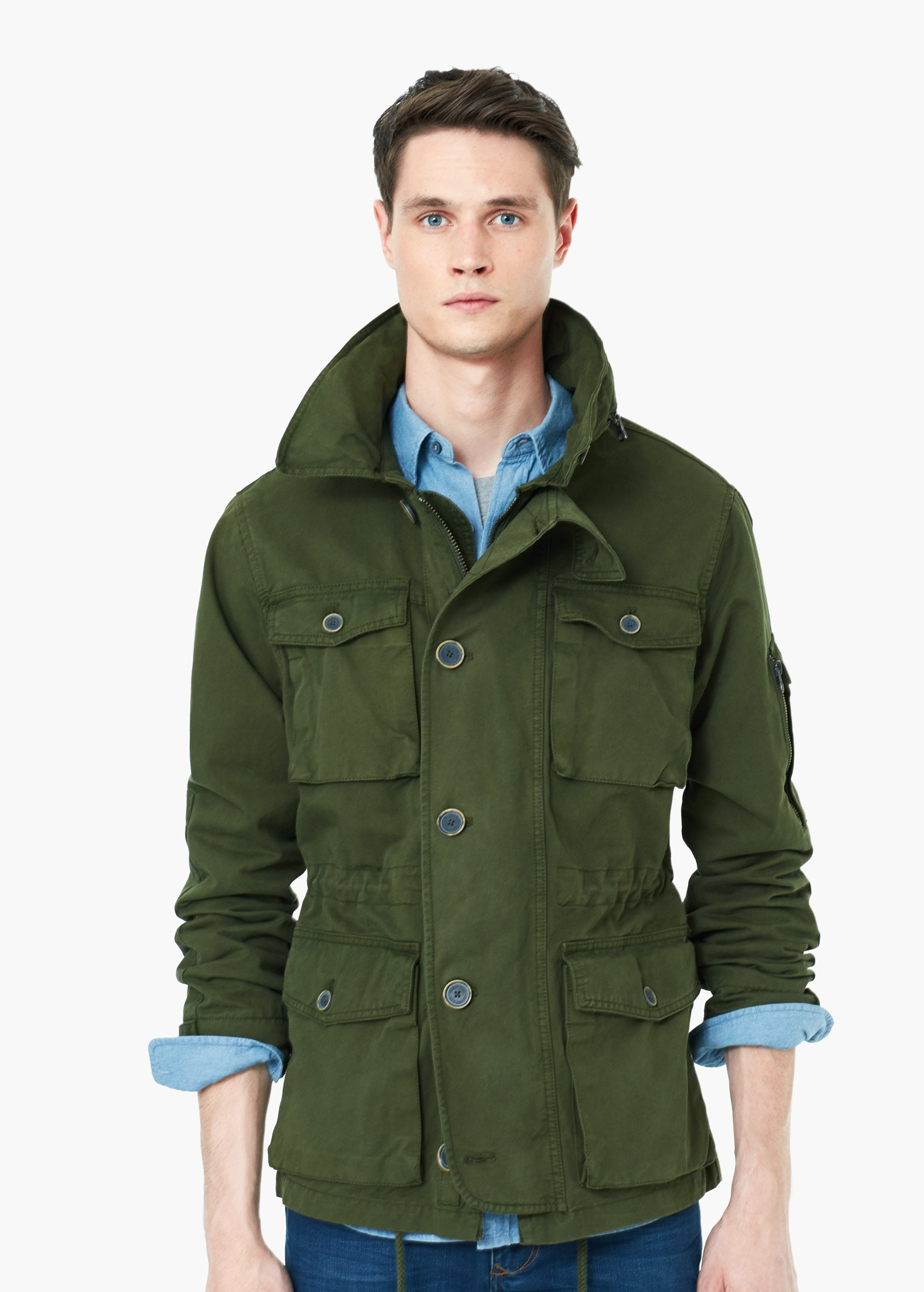Lyst - Mango Concealed Hood Field Jacket in Green for Men