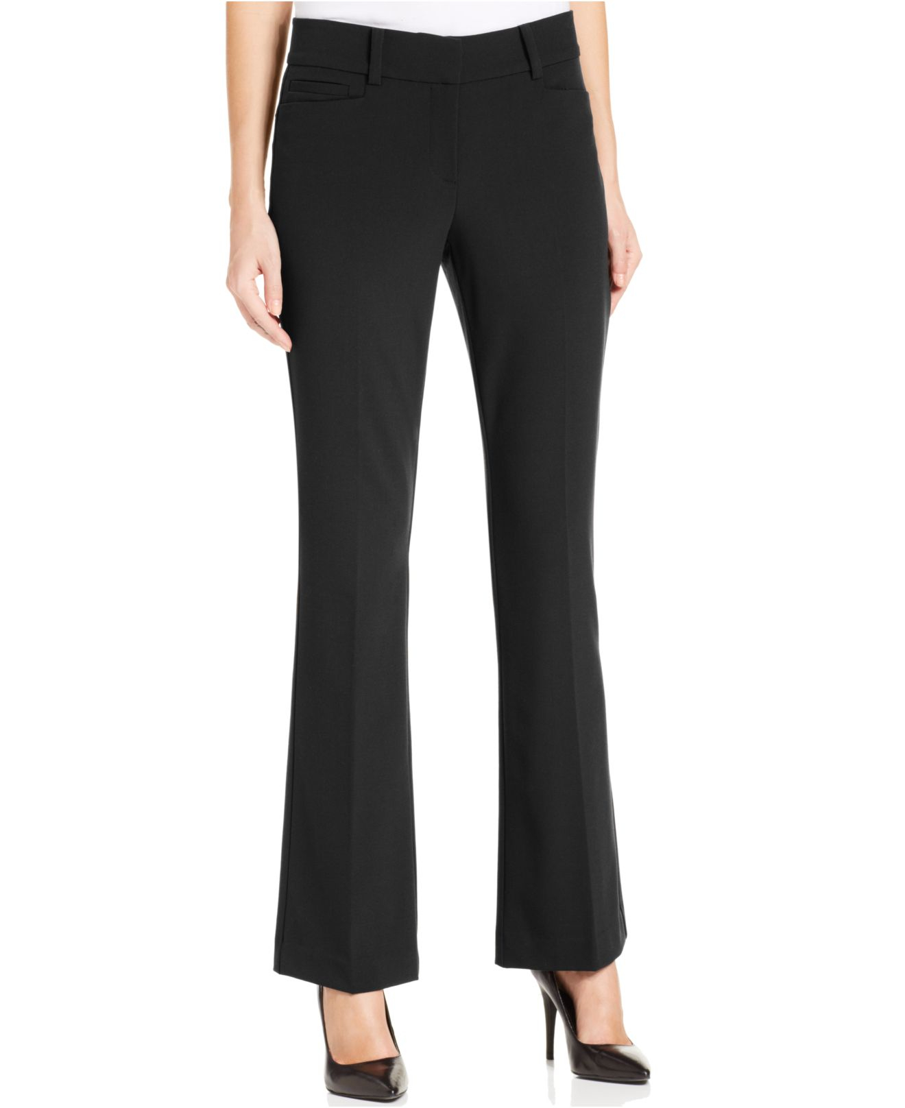 Style & co. Petite Tummy-Slimming Flare-Leg Pants in Black | Lyst