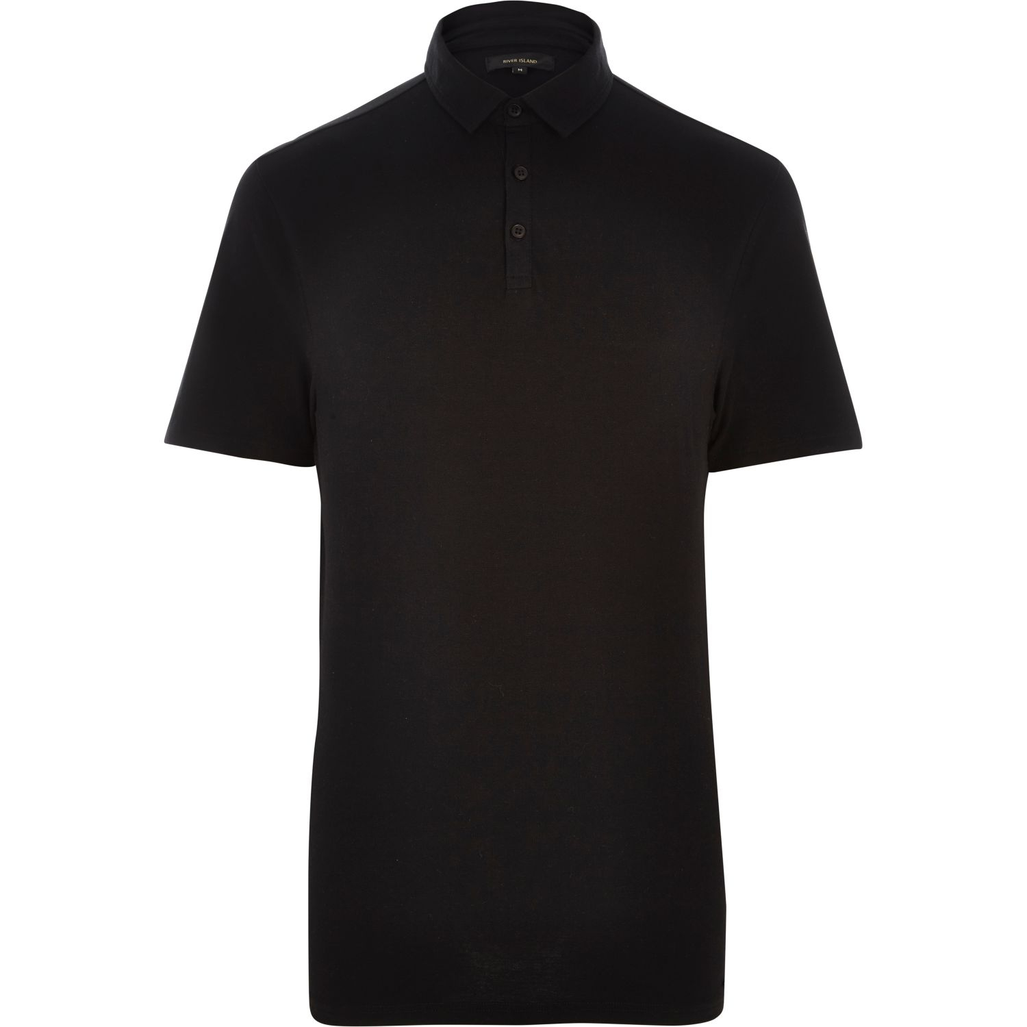 Lyst - River Island Black Longer Length Zip Side Polo Shirt in Black ...