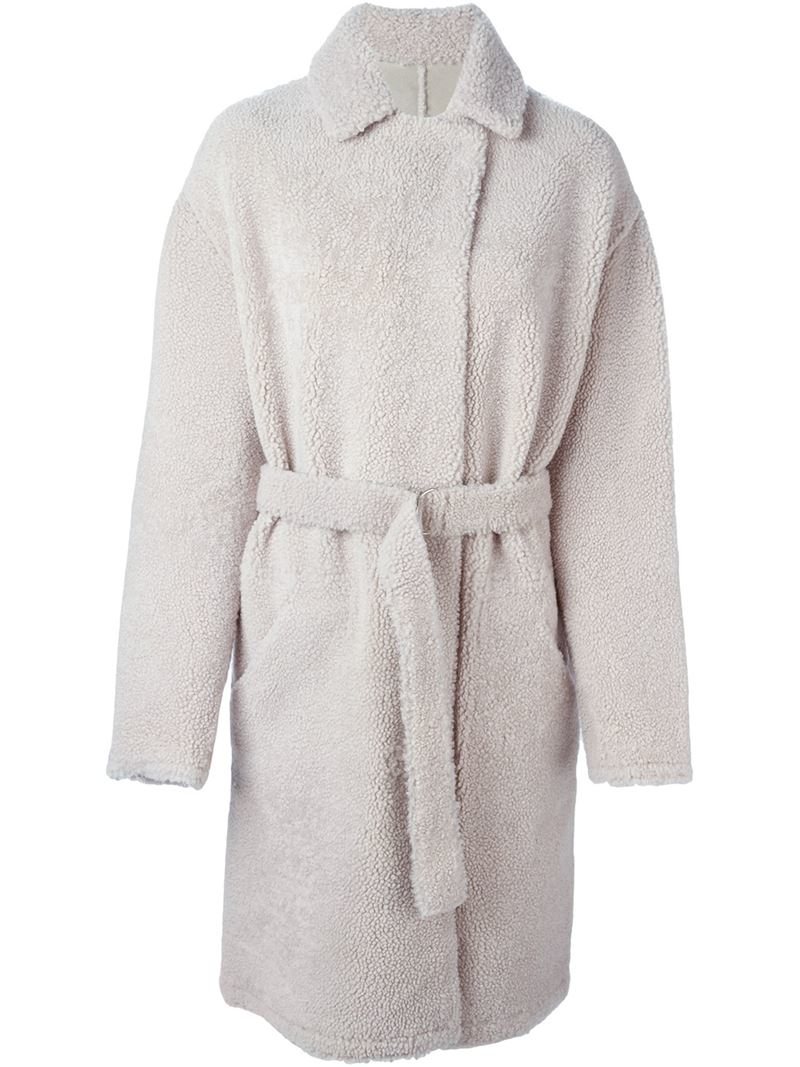 Lyst Sprung Freres Shearling Coat in White