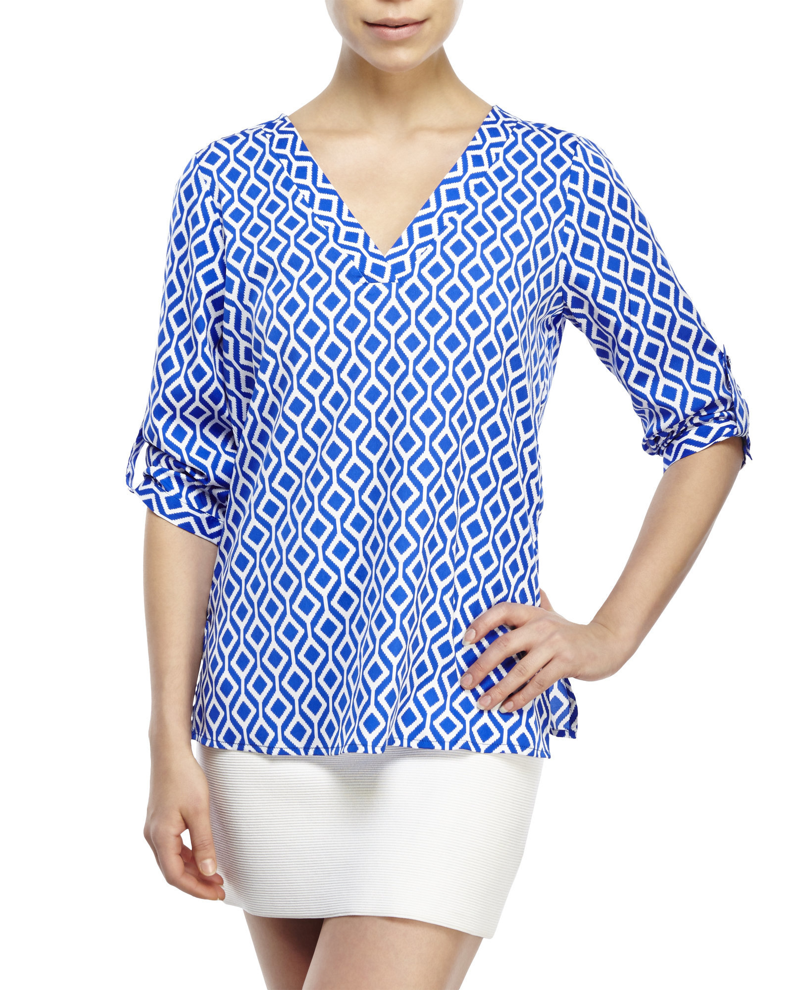 Antilia femme Three-Quarter Sleeve Geometric Print Blouse ...