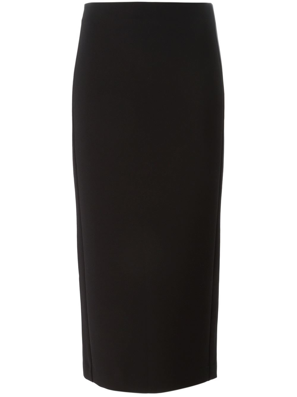 Emporio armani Straight Midi Skirt in Black | Lyst