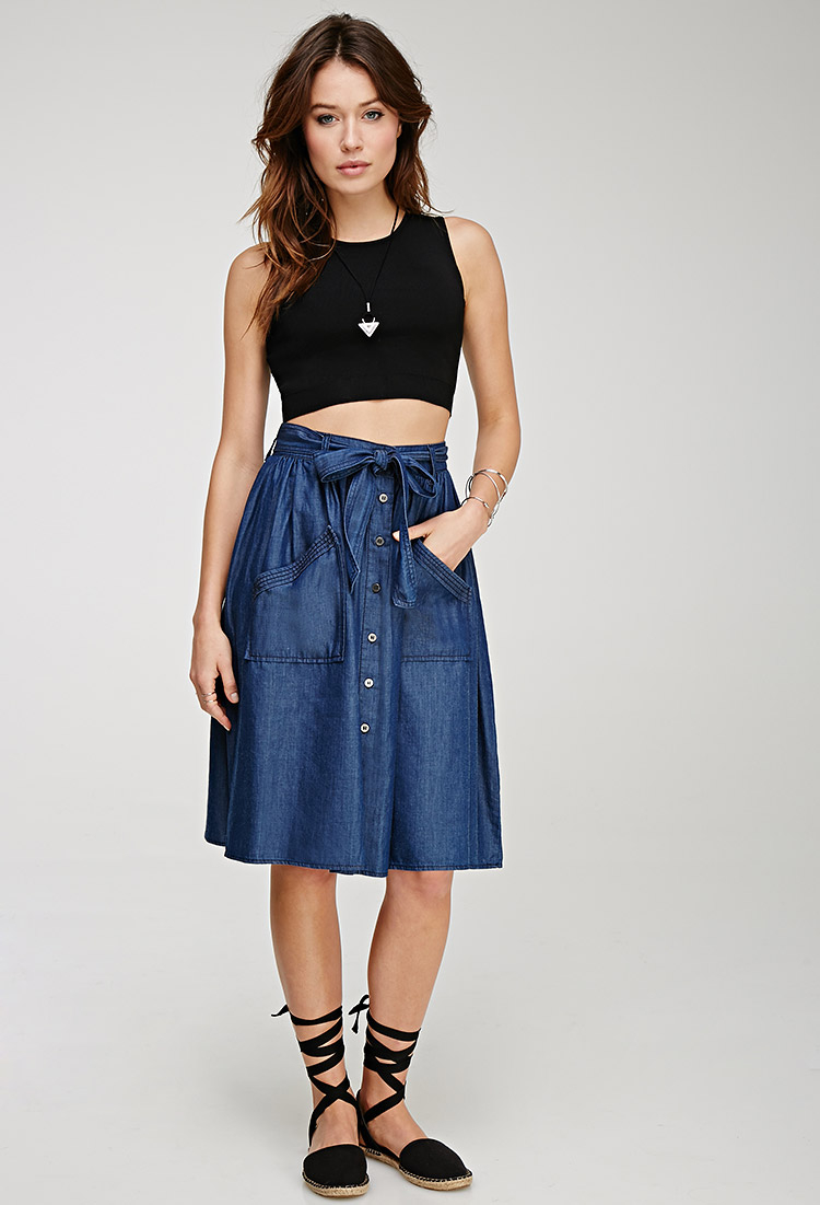 Forever 21 Contemporary Denim A-line Skirt in Blue | Lyst