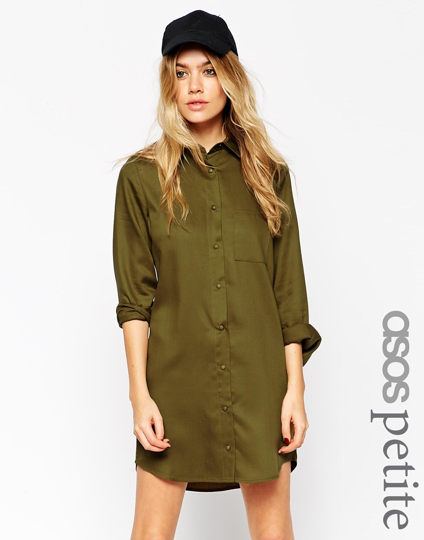 Lyst Asos Petite Exclusive Utility  Shirt  Dress  In Tencel 