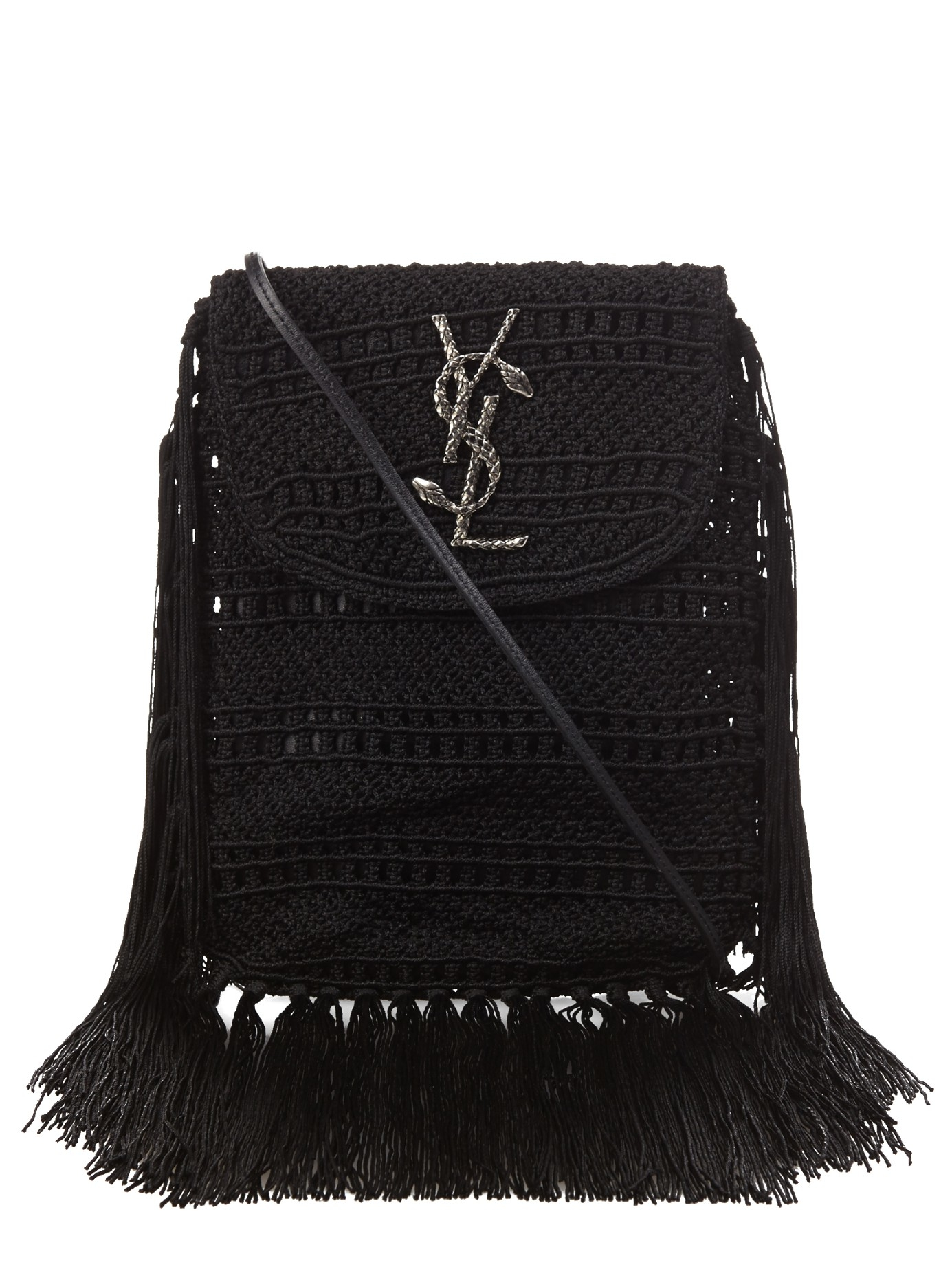 Saint laurent Anita Serpent-monogram Crochet Cross-body Bag in ...