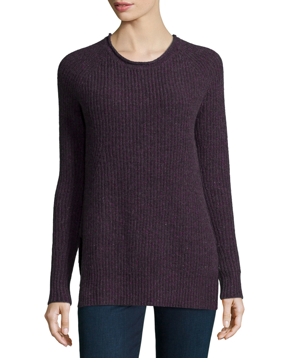 Autumn cashmere Shakerknit Cashmere Crewneck Sweater in Purple