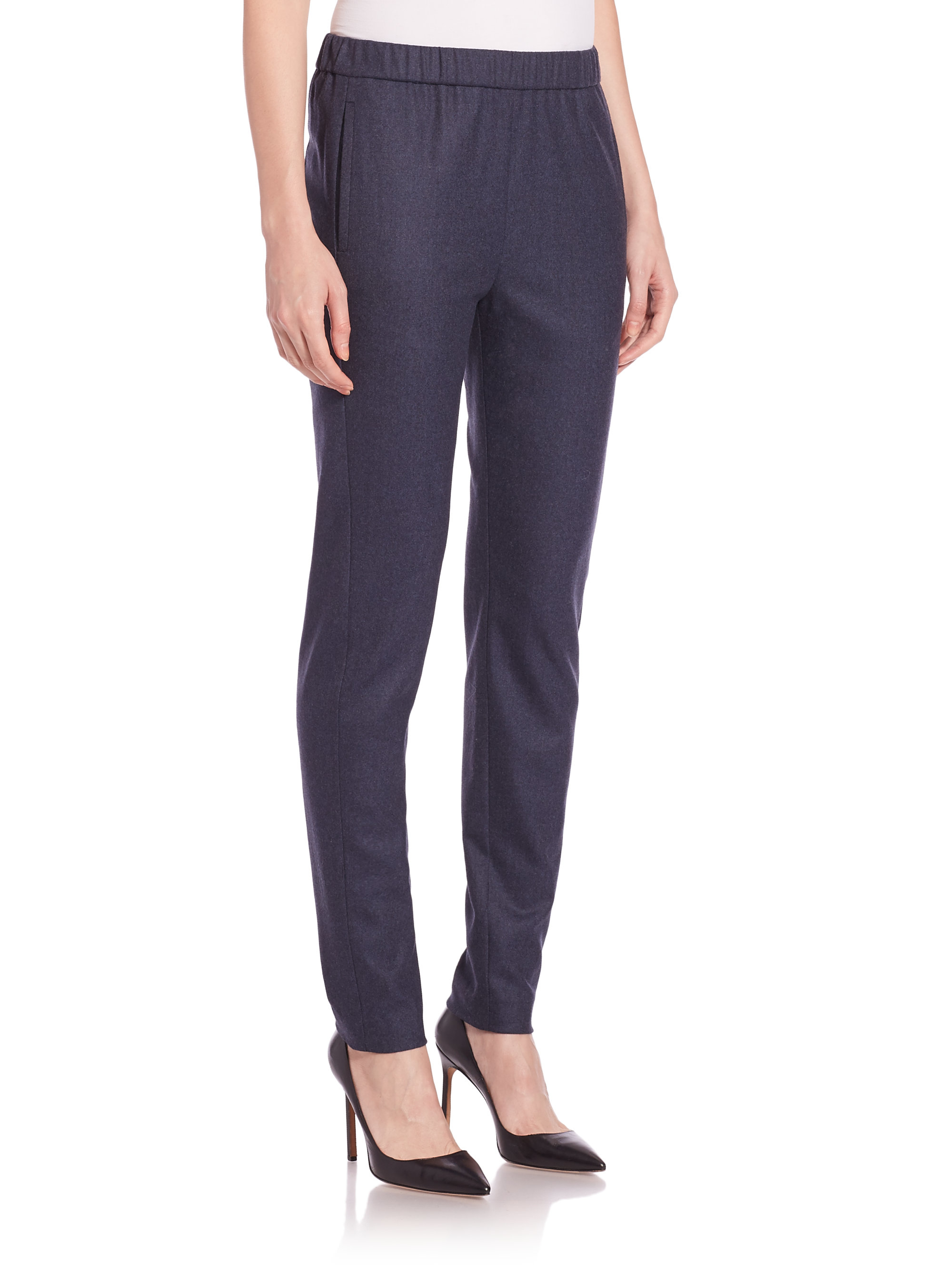 lyst theory thorene akron stretch wool pants in blue lyst theory thorene akron stretch wool pants in blue