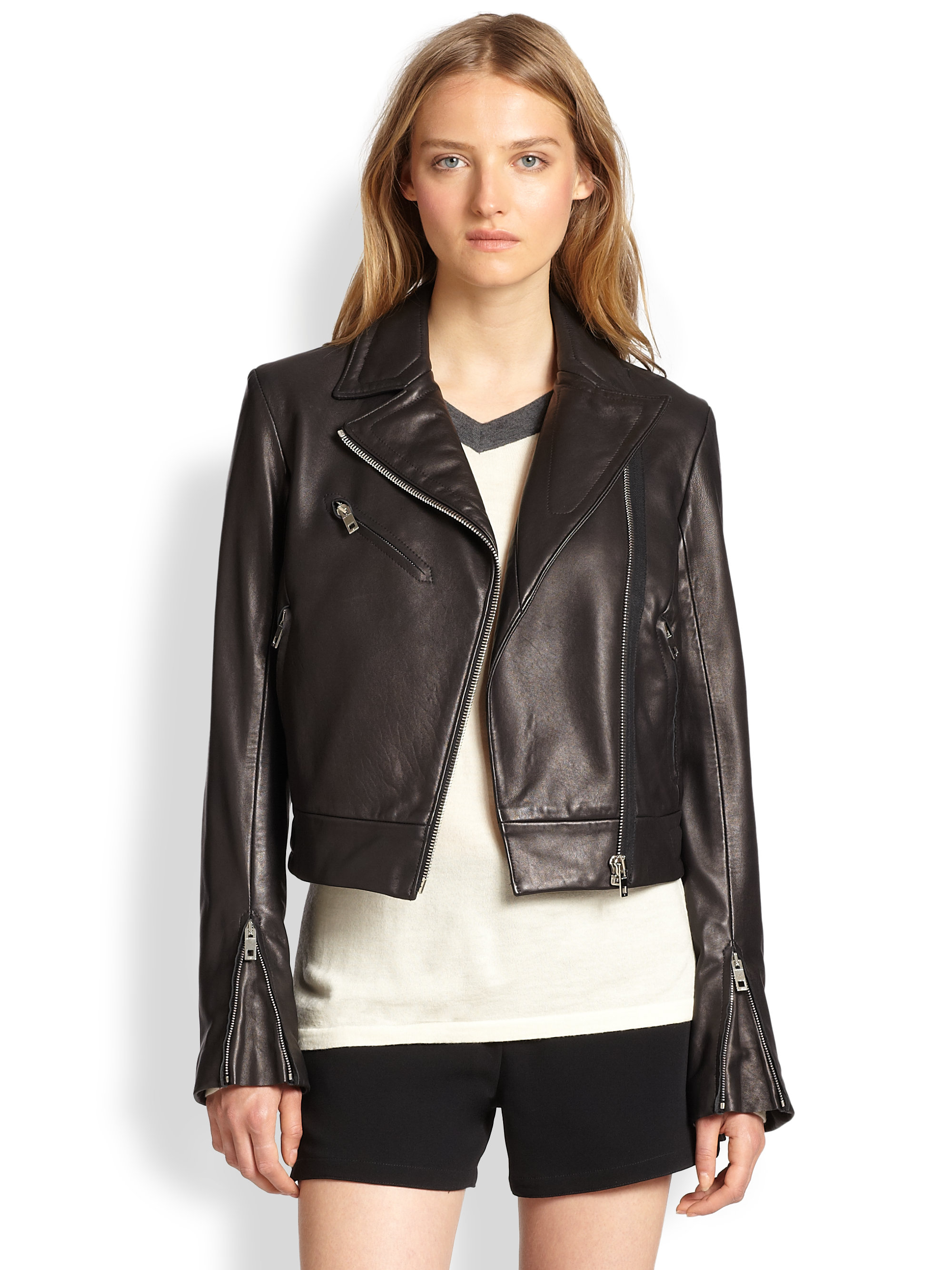 Rag Bone Victorian Leather Biker Jacket In Black Lyst Gallery