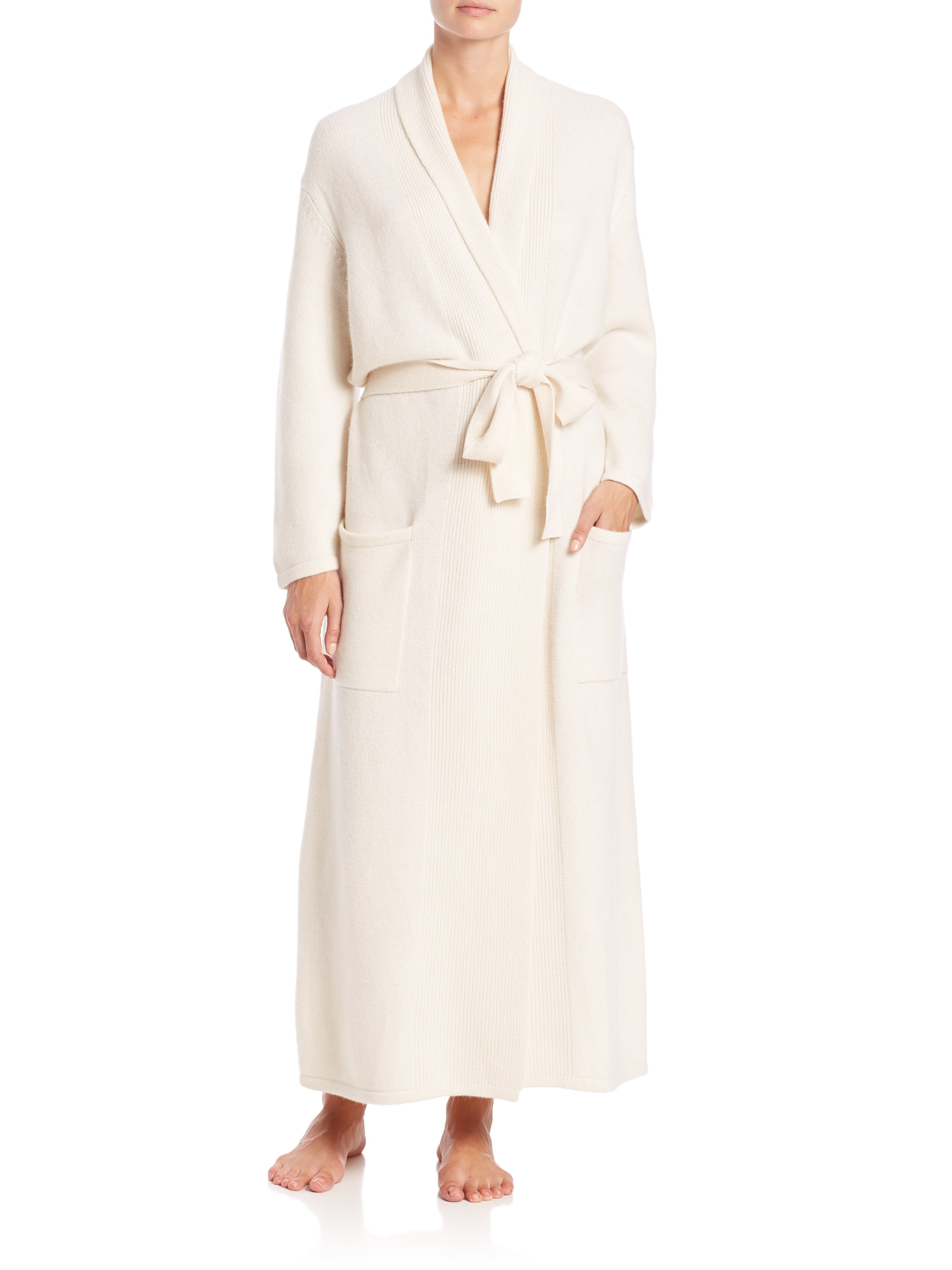 Saks fifth avenue Cashmere Robe in White Lyst