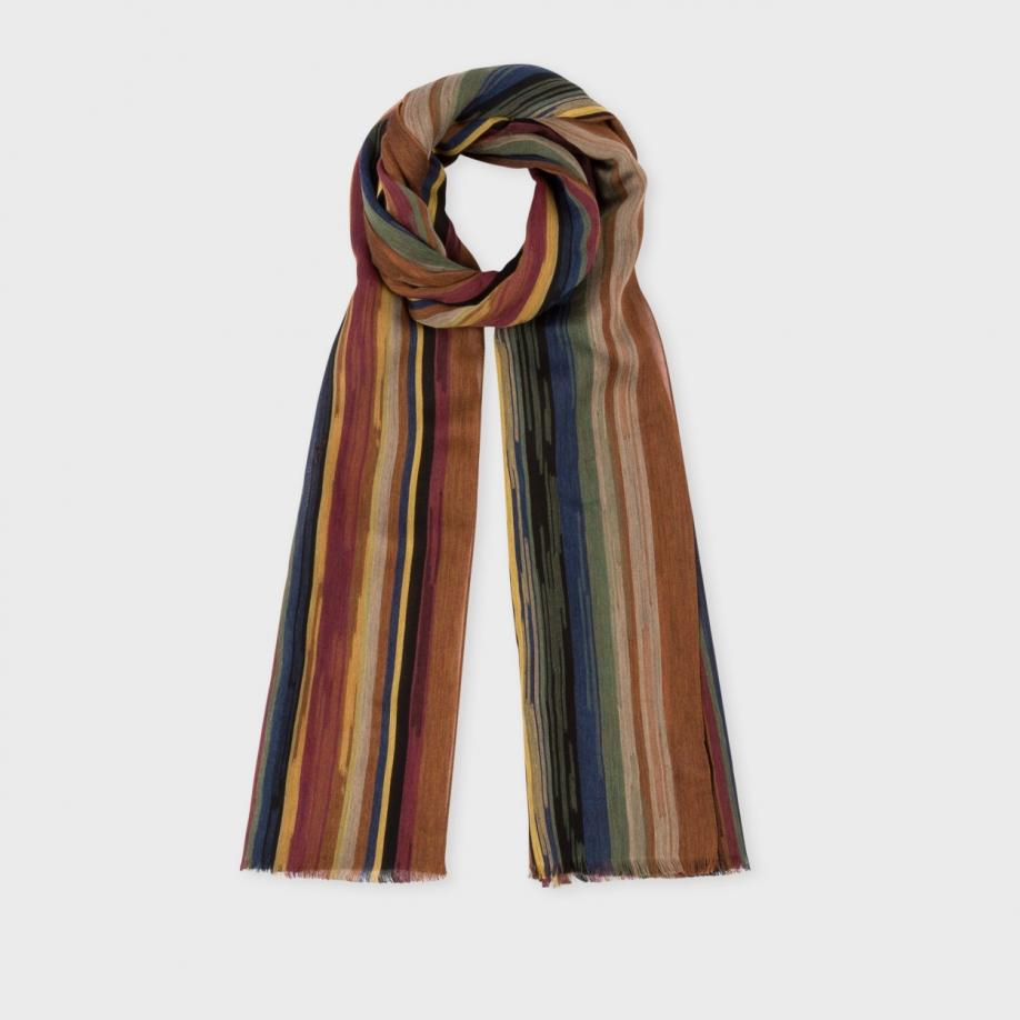 Paul smith Men's Multi-colour Silk-blend Broken-stripe Scarf in