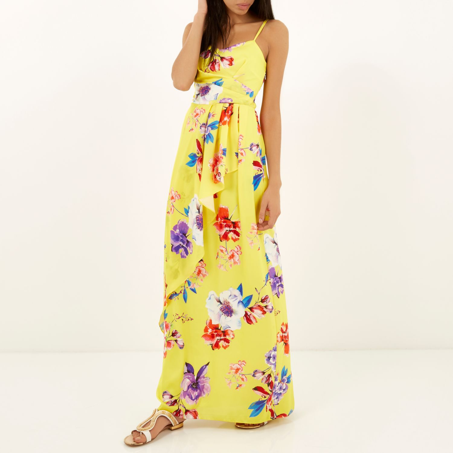river island yellow yellow floral print maxi dress product 3 036232814 normal